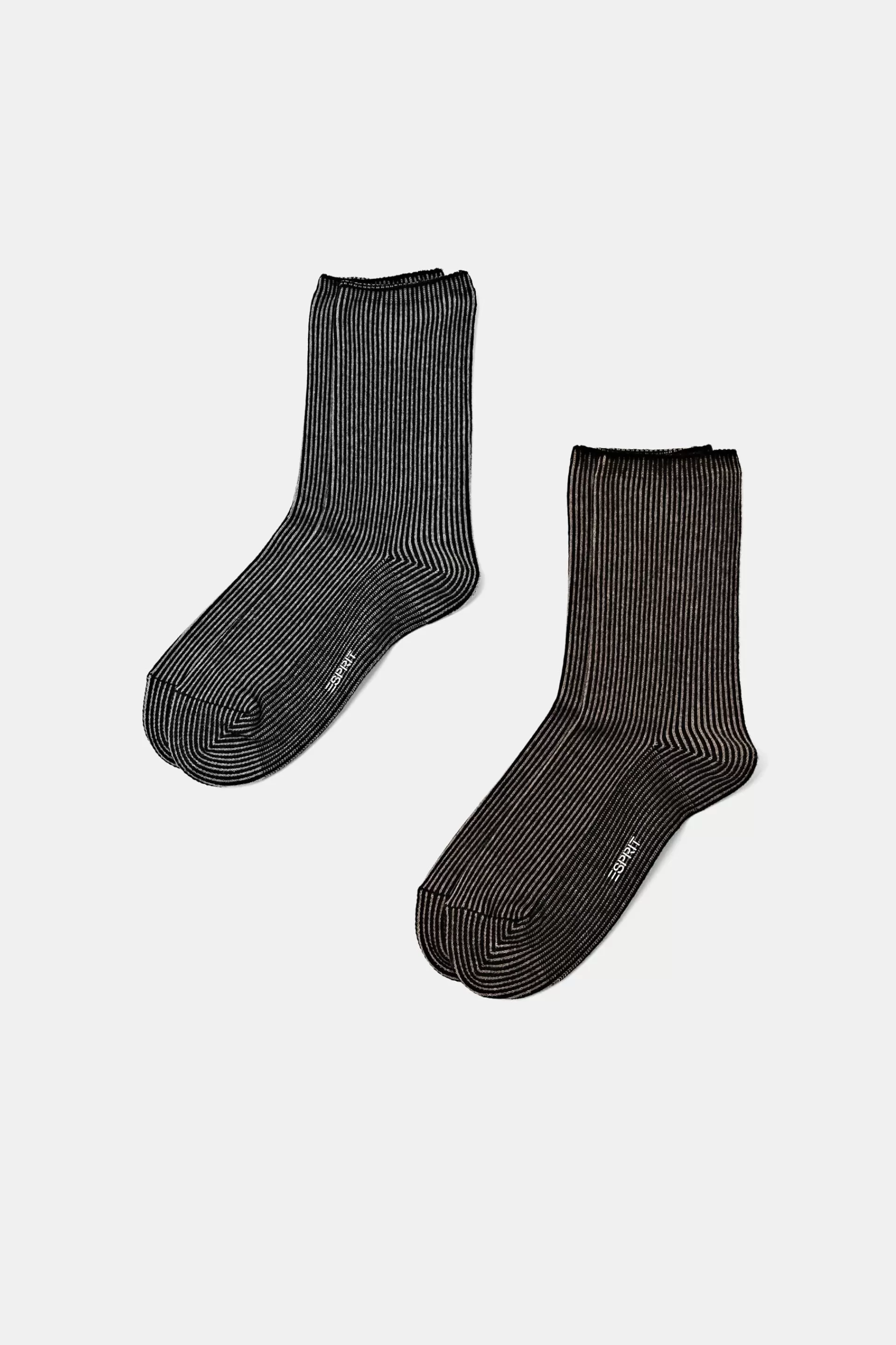 2er-Pack Grobstricksocken mit Streifenmuster-ESPRIT Shop