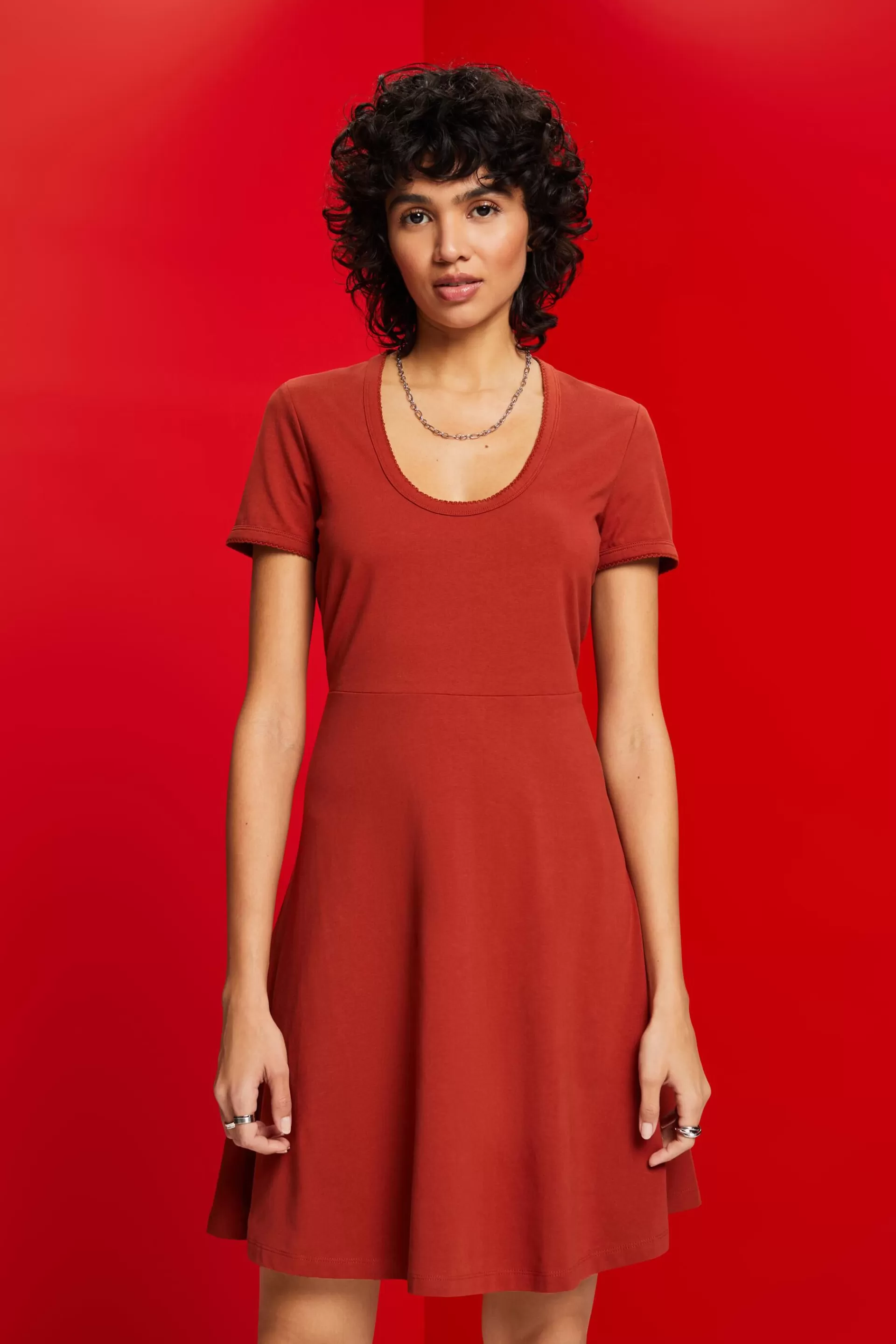 A-Linien-Kleid aus Baumwolljersey-ESPRIT Outlet