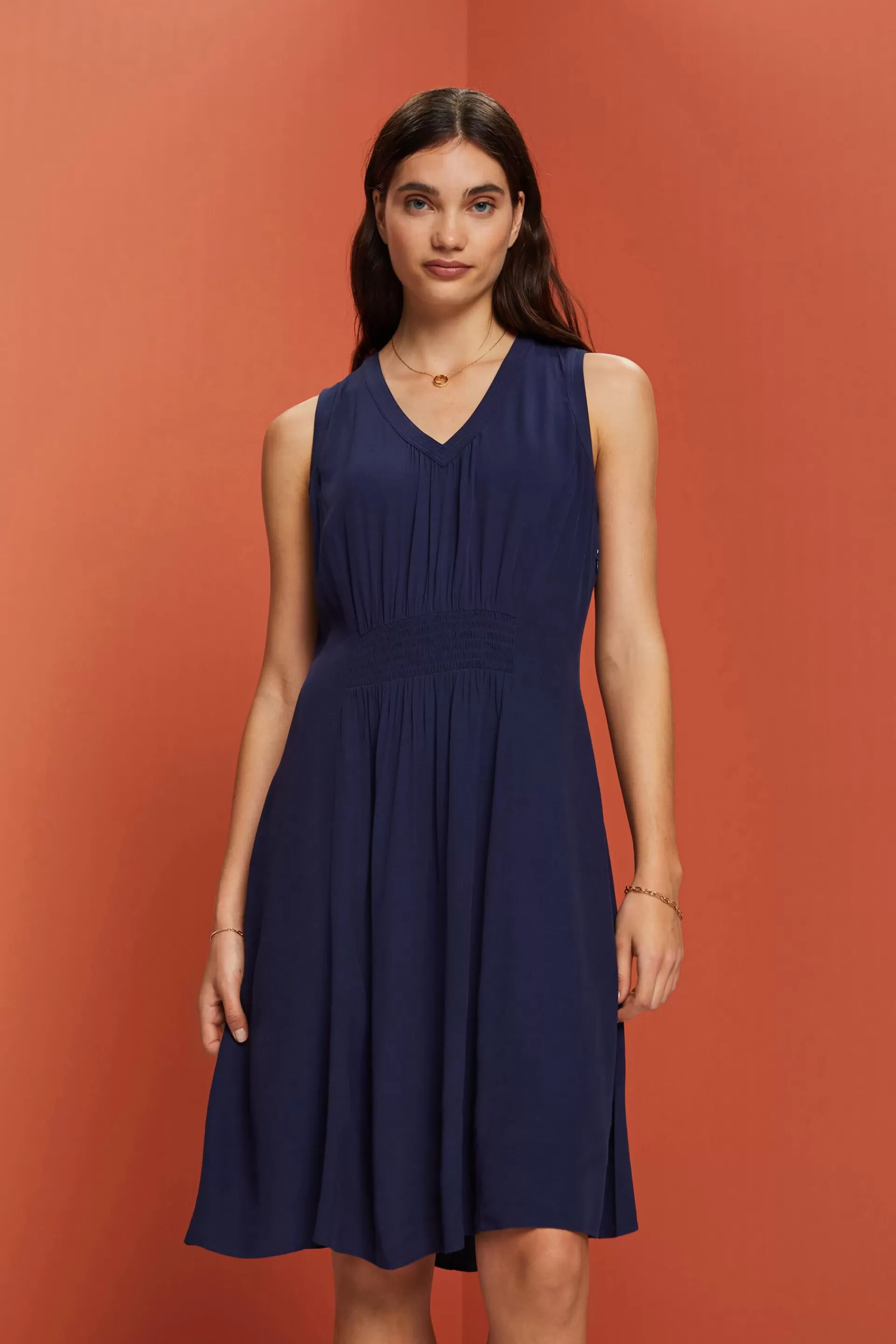 A-Linien-Kleid mit gesmokter Taille-ESPRIT Best