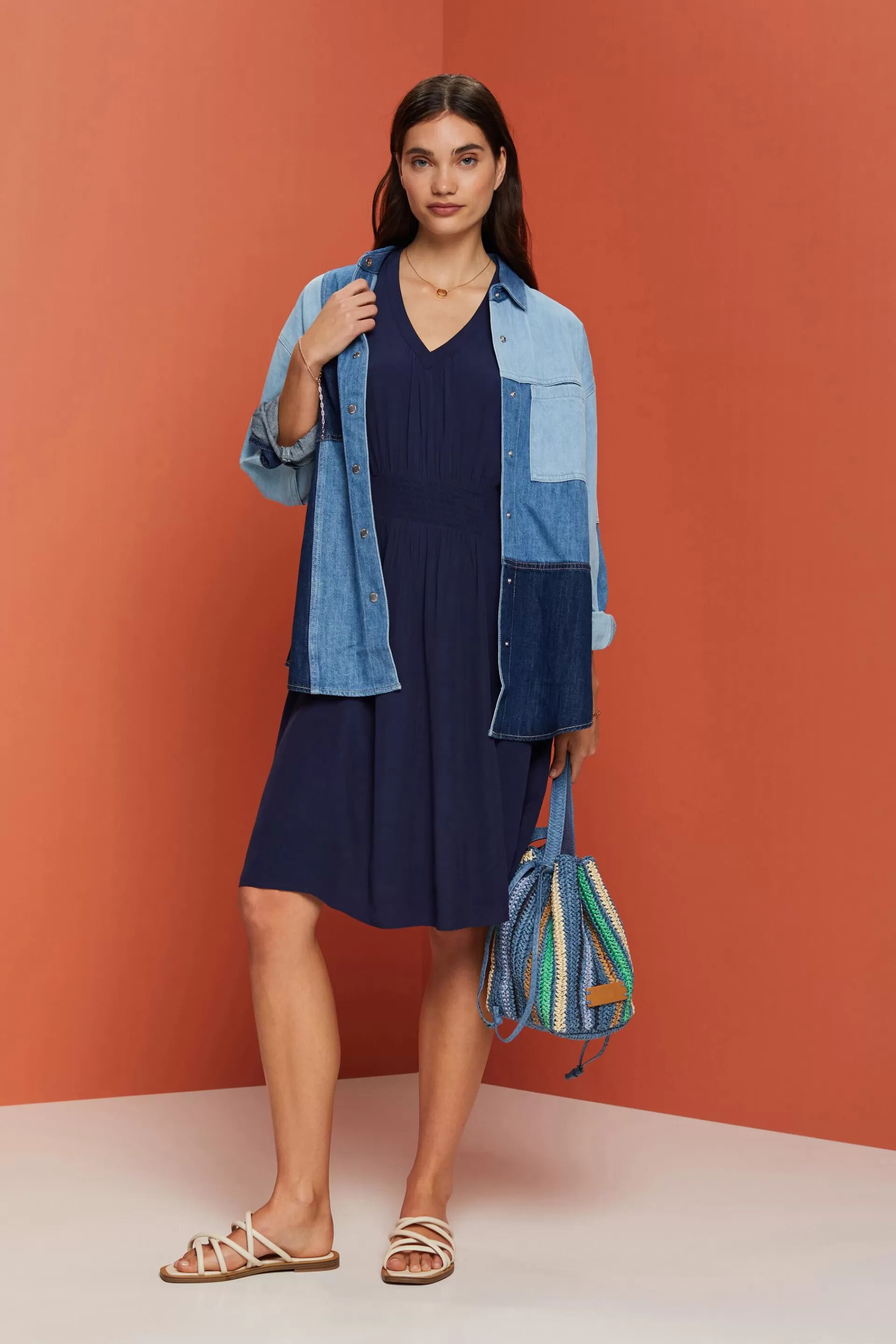 A-Linien-Kleid mit gesmokter Taille-ESPRIT Best