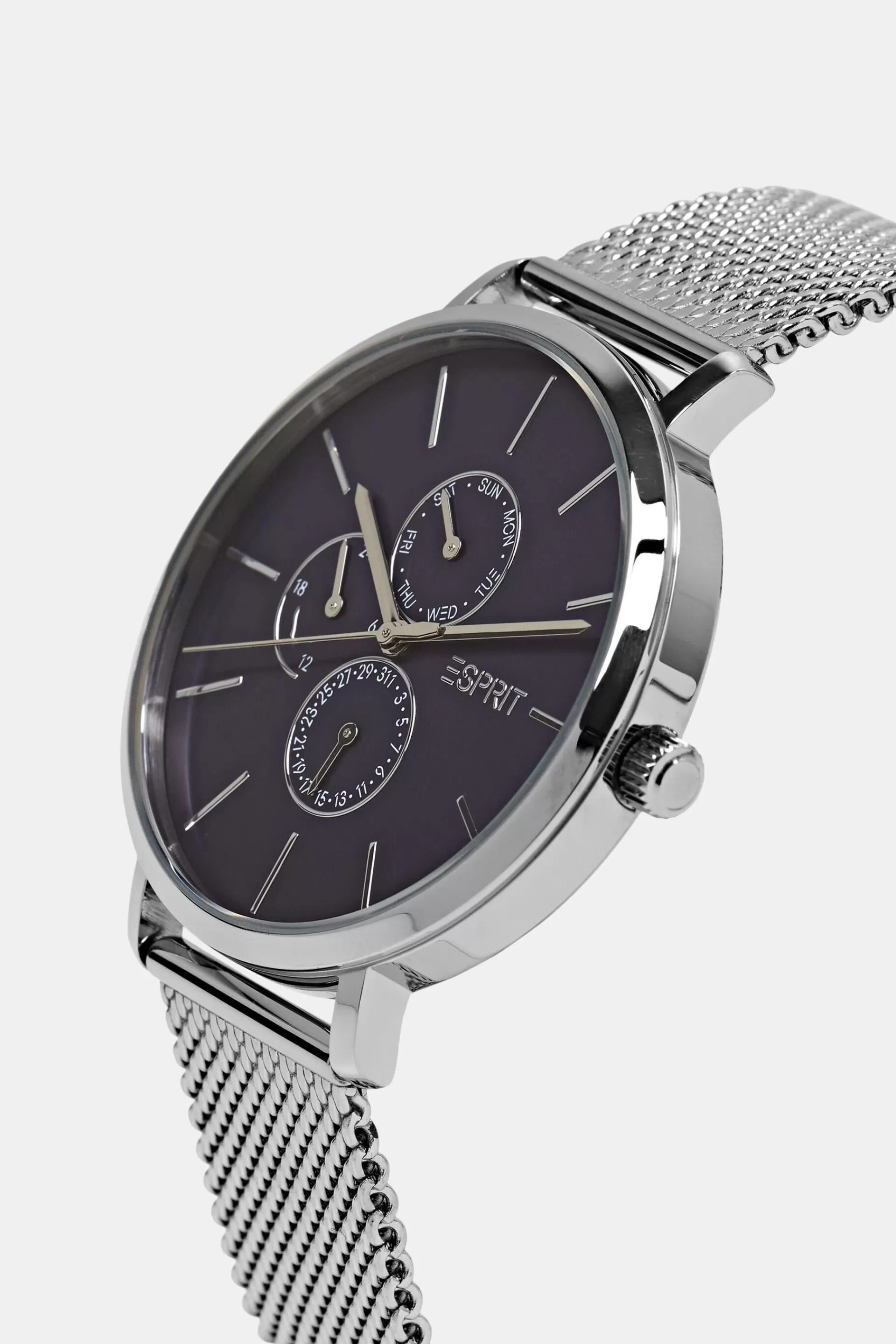 Armbanduhr mit Milanaiseband aus Edelstahl-ESPRIT Shop