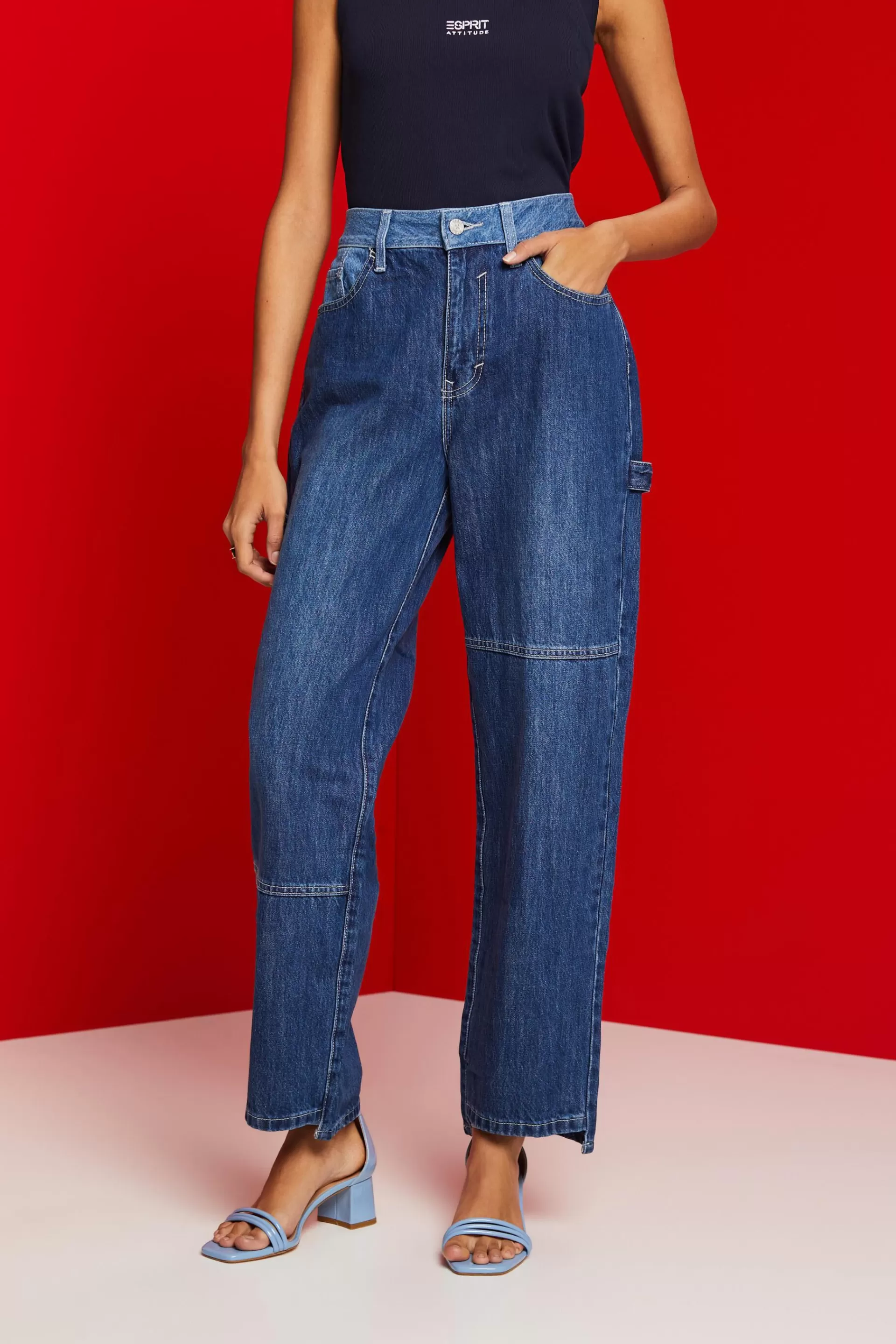 Asymmetrische Jeans der 90er mit weitem Bein-ESPRIT Best