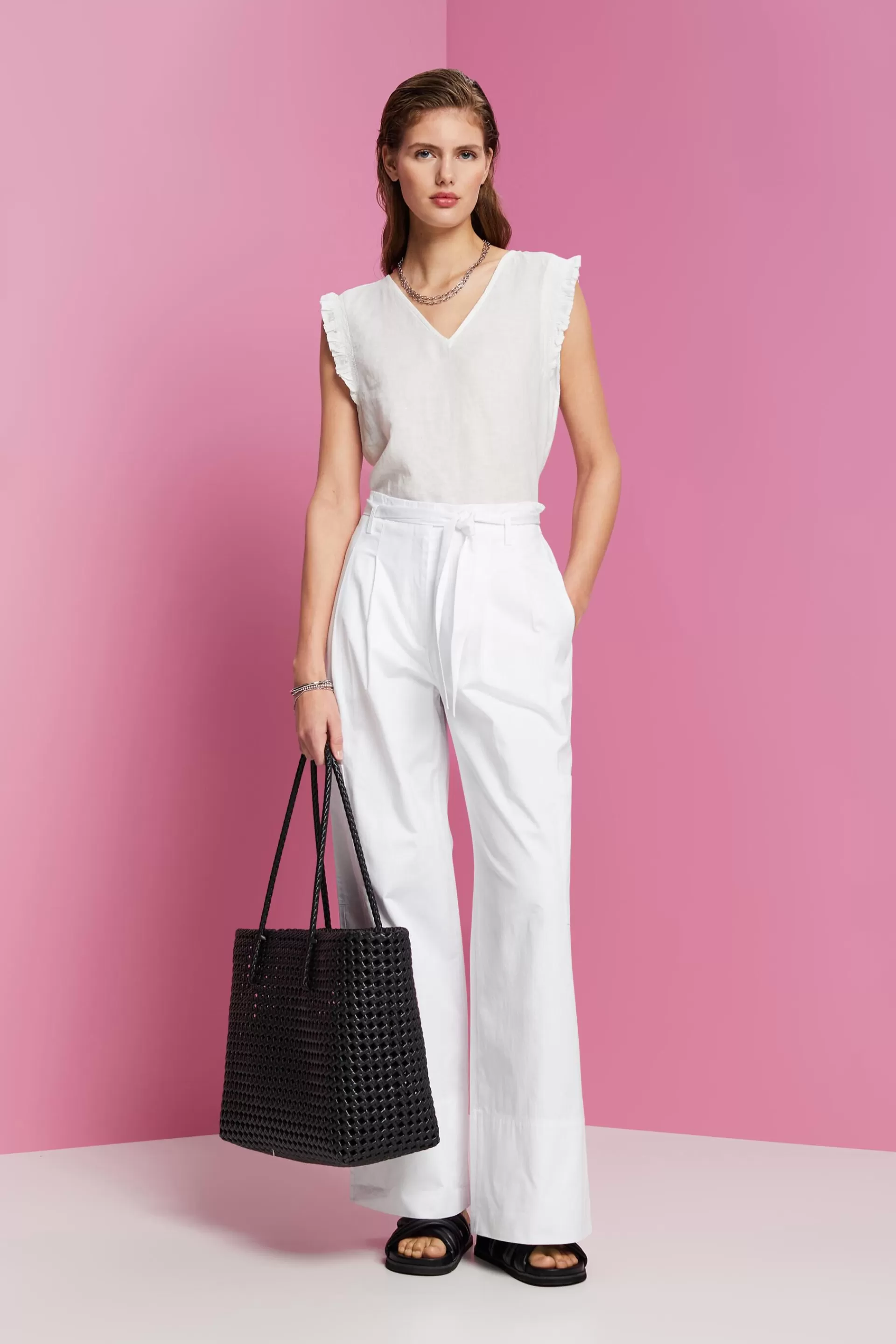 Ärmellos Bluse aus einem Leinenmix-ESPRIT Shop