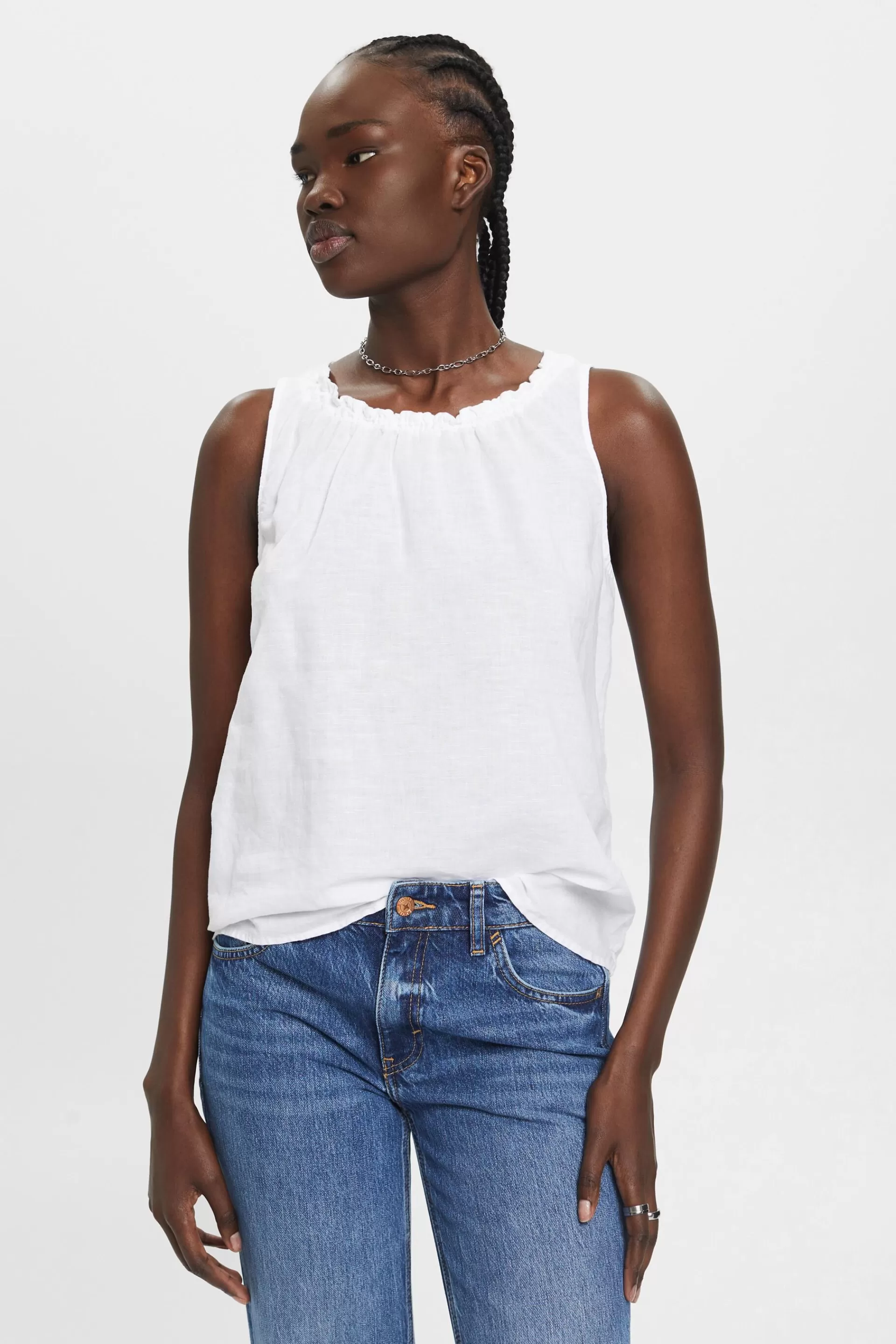 Ärmellos Bluse aus einem Leinenmix-ESPRIT Flash Sale