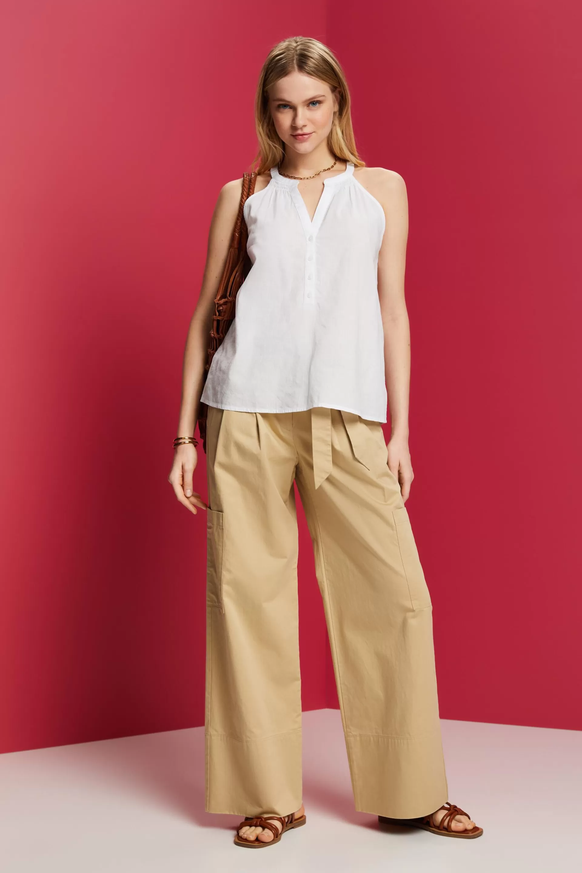 Ärmellose Bluse, 100 % Baumwolle-ESPRIT Cheap