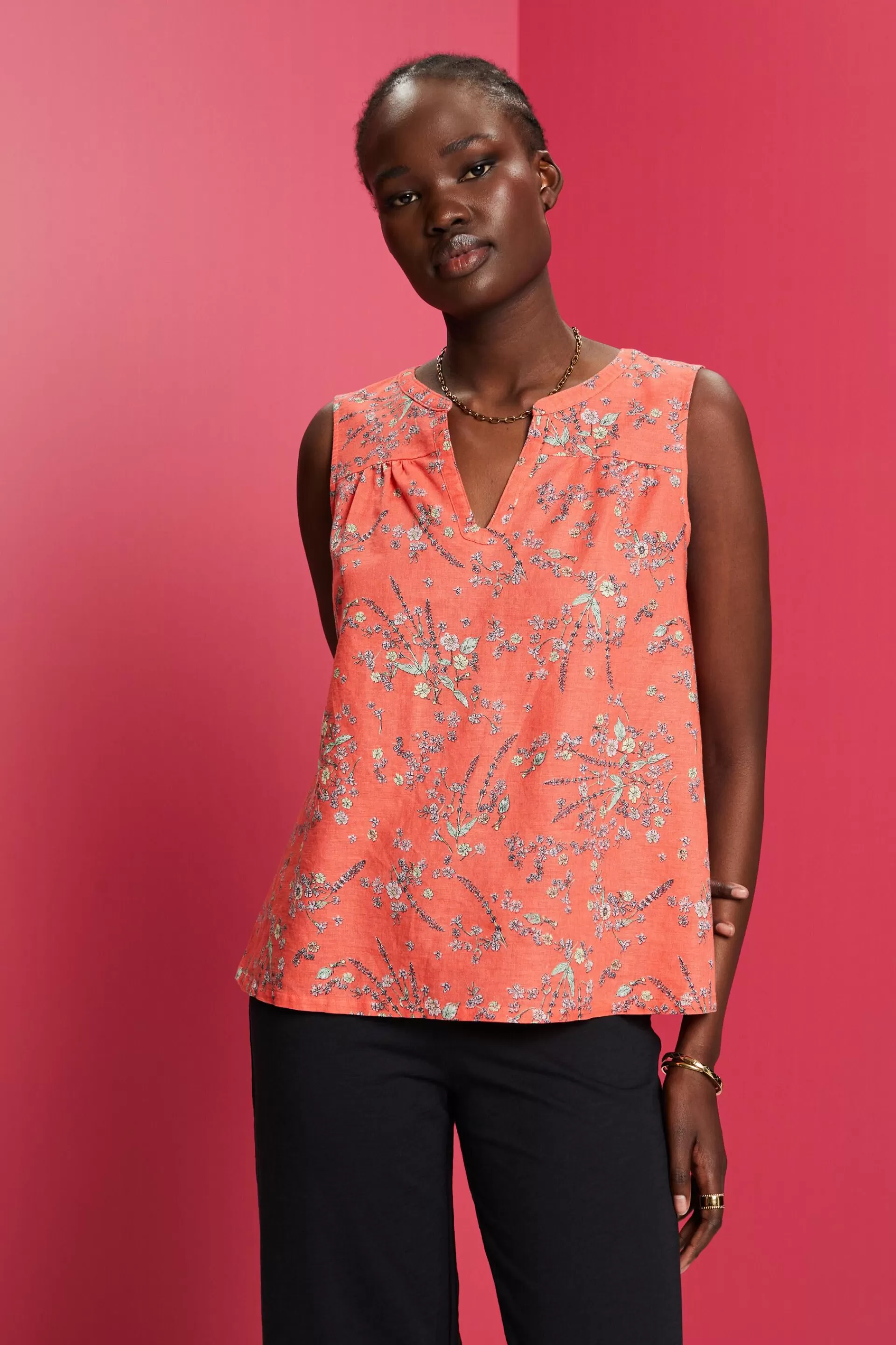 Ärmellose Bluse, Baumwolle-Leinen-Mix-ESPRIT Best Sale