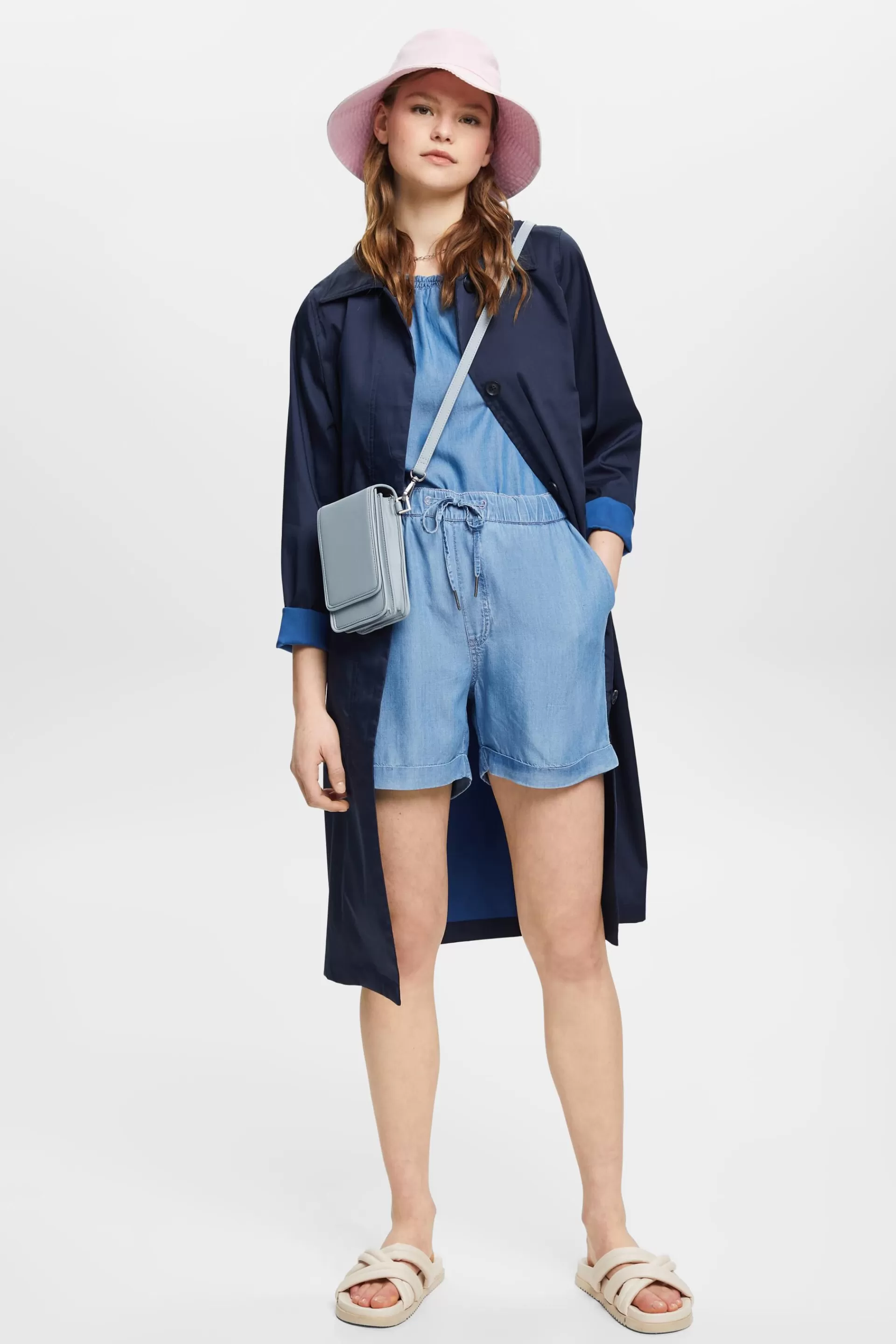 Ärmellose Bluse in Denim-Optik mit Rüschen-ESPRIT Cheap