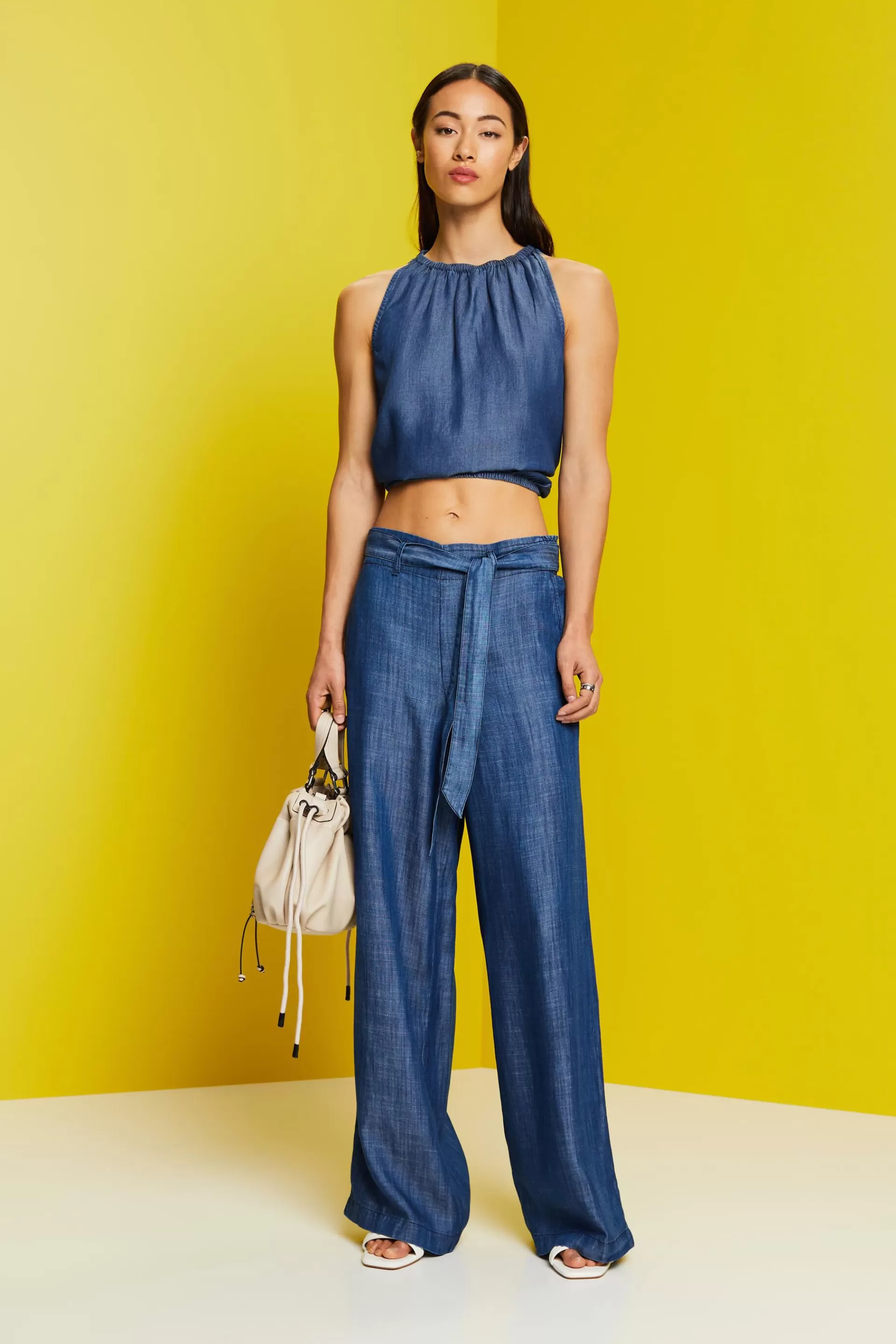 Ärmellose Bluse in Jeansoptik, TENCEL™-ESPRIT Shop