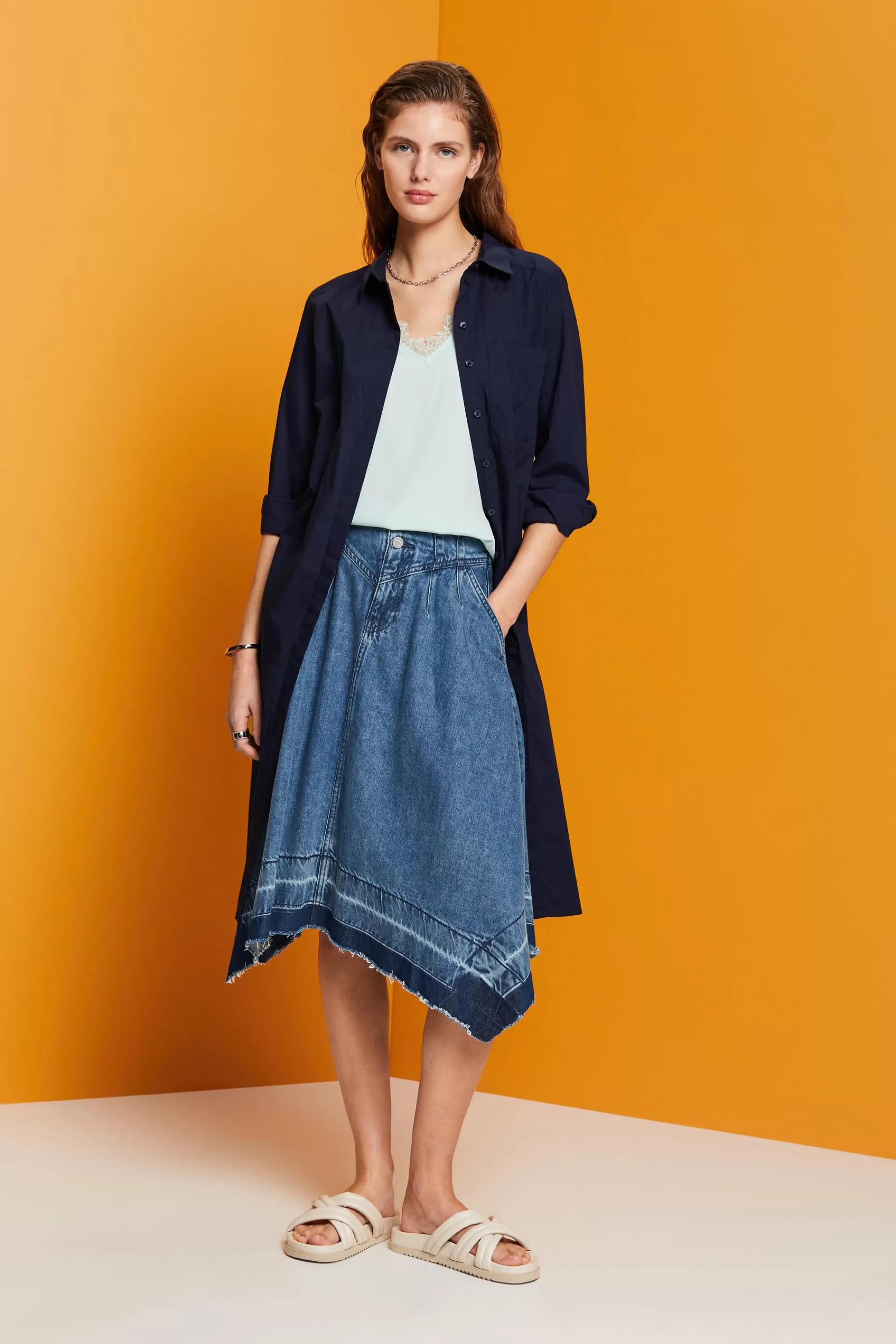 Ärmellose Bluse mit Spitzenbesatz-ESPRIT Outlet