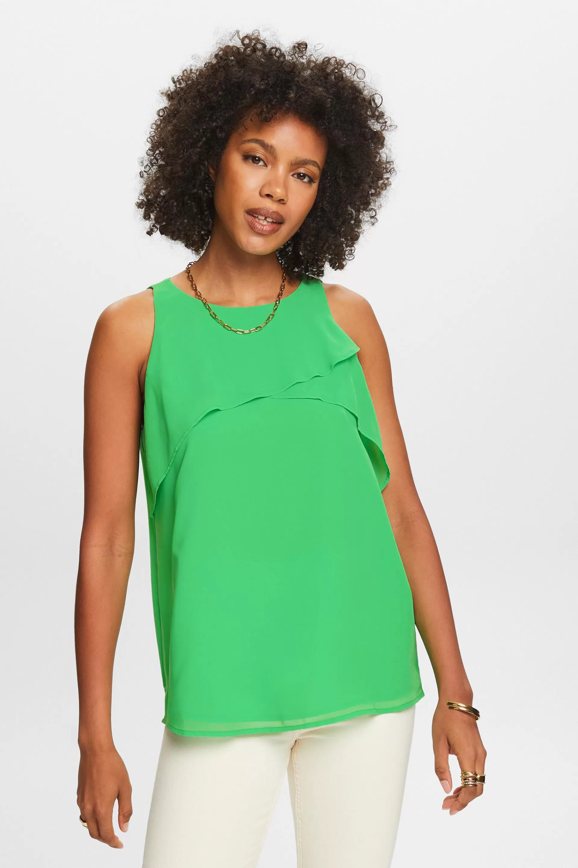 Ärmellose Crêpe-Chiffonbluse-ESPRIT Sale