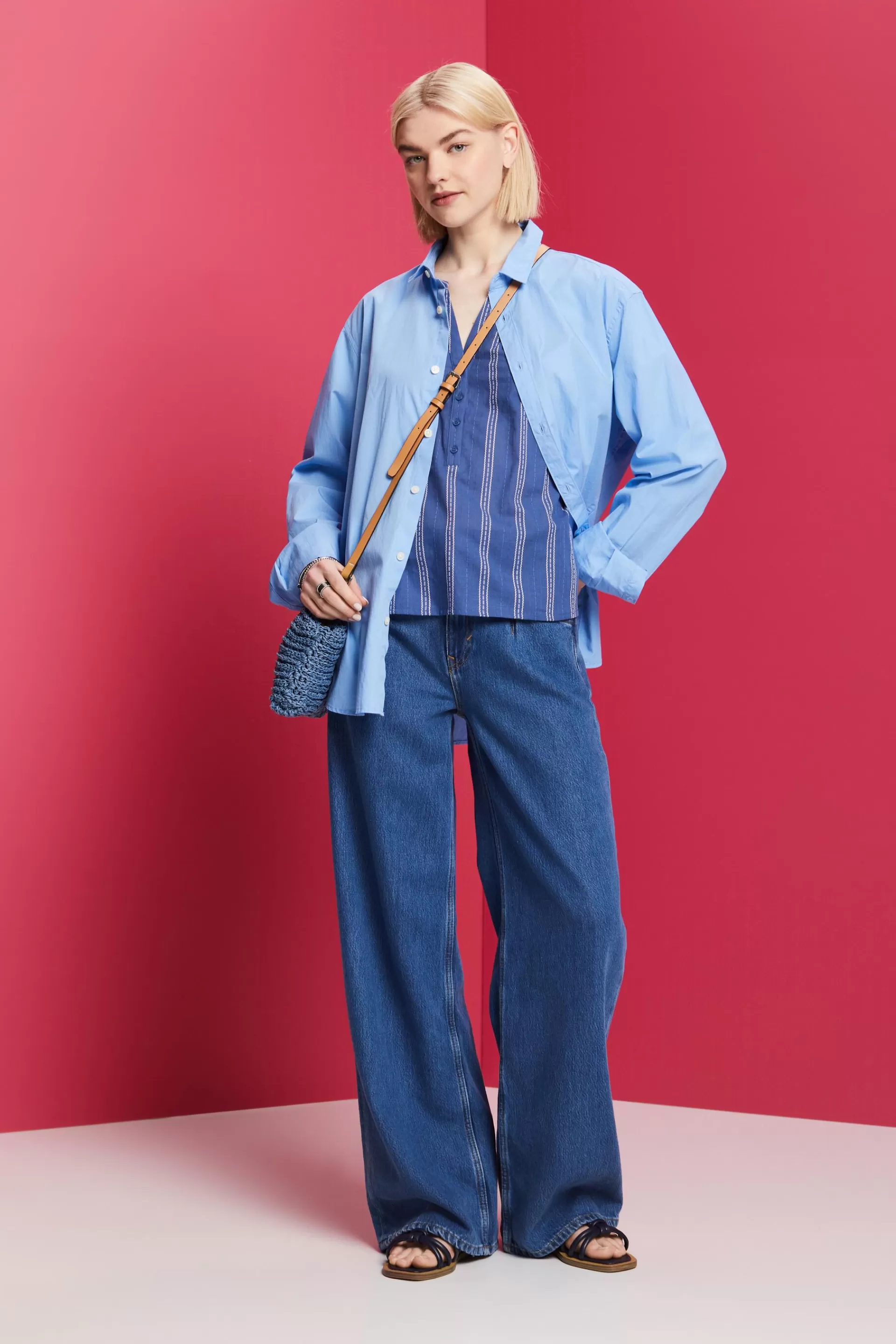 Ärmellose Streifenbluse, 100 % Baumwolle-ESPRIT Clearance