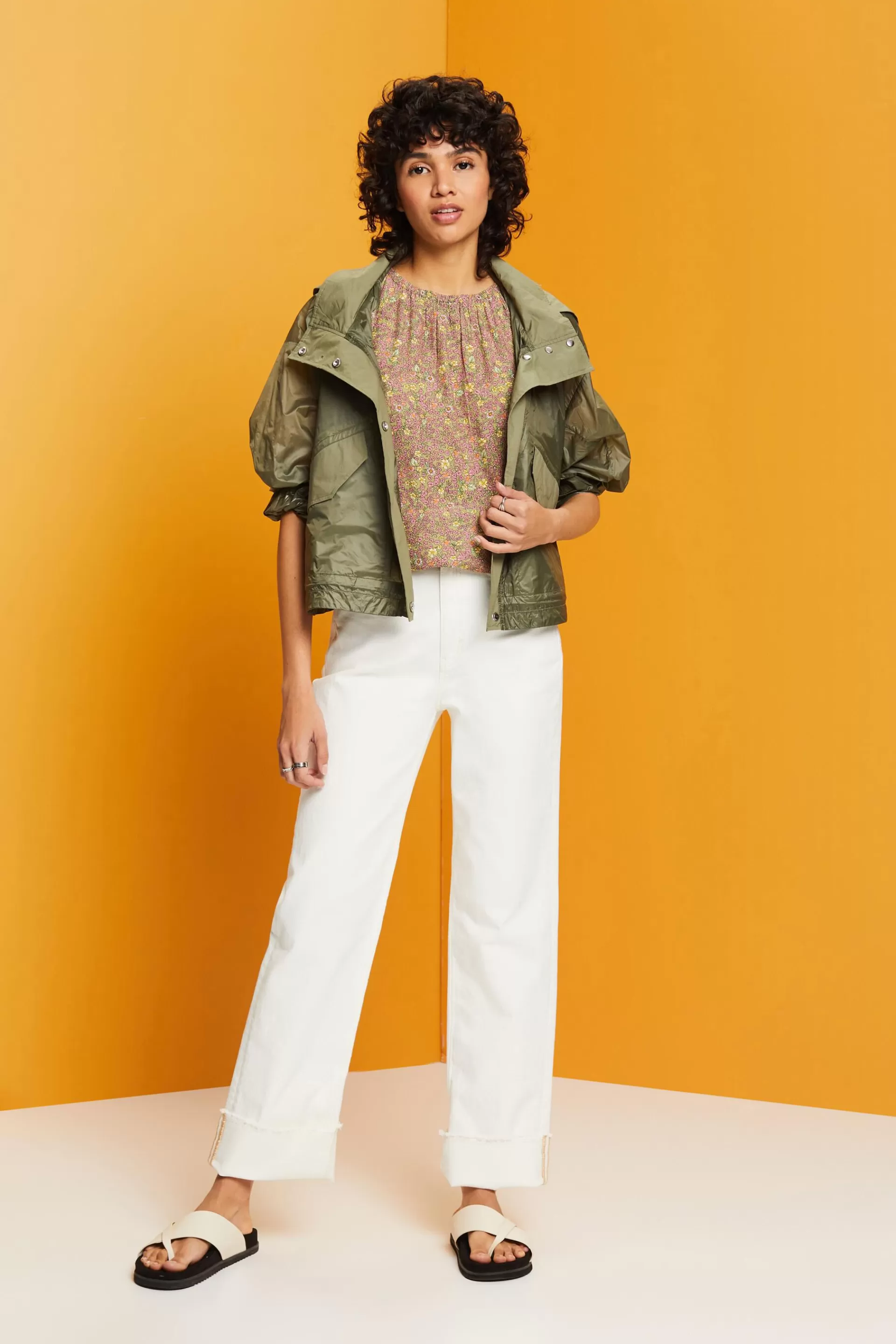 Ärmelloses Blouson-Top mit floralem Print-ESPRIT New