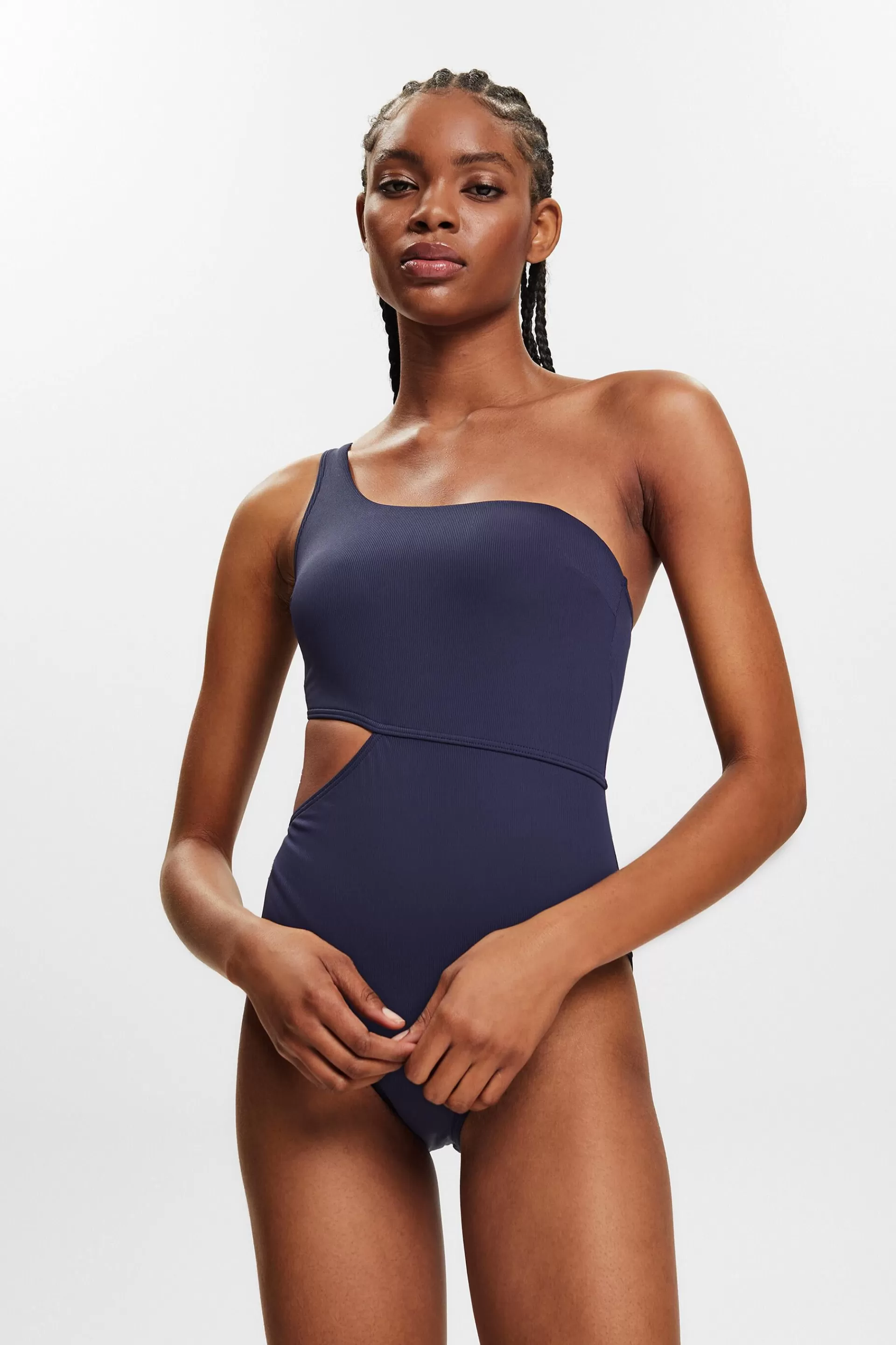 Badeanzug mit Cut-out an einer Schulter-ESPRIT Hot