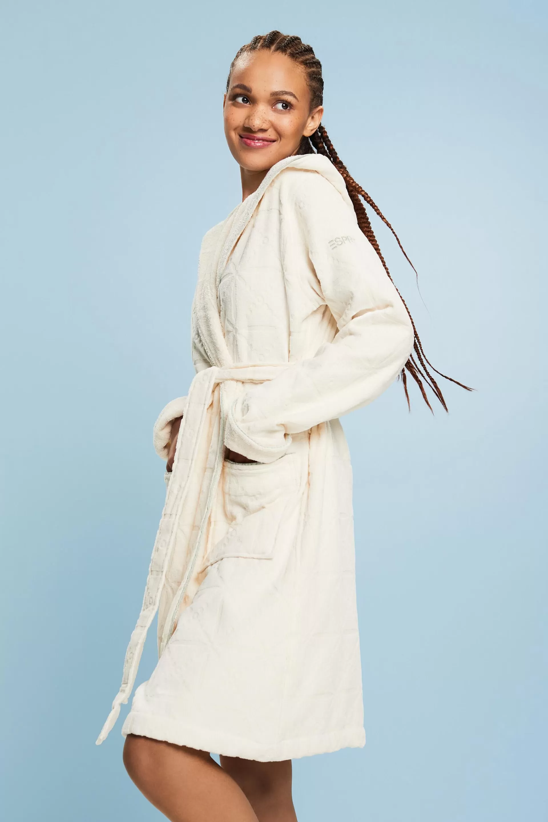 Bademantel aus Velours mit Kapuze-ESPRIT Fashion