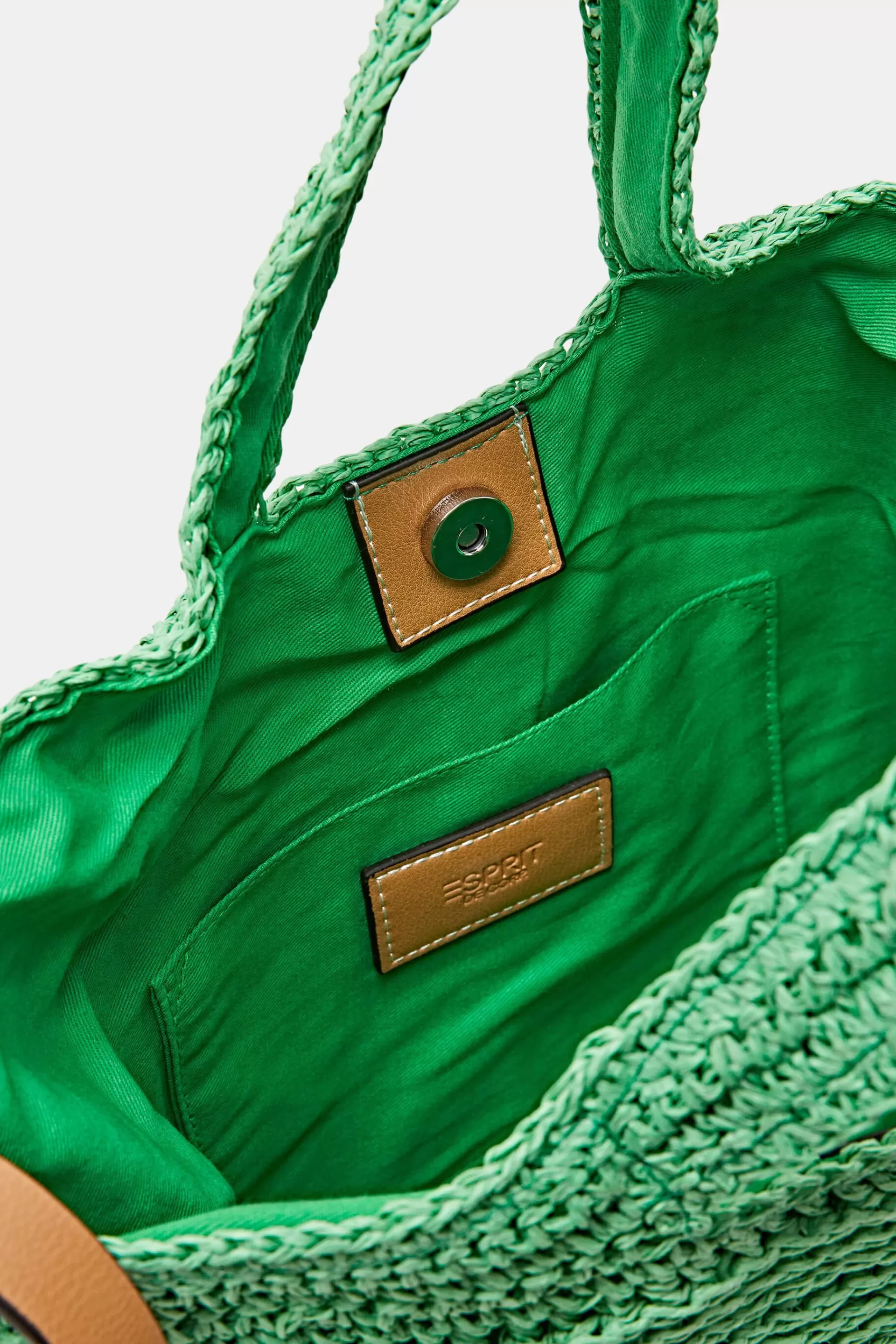 Basttasche aus Webstoff mit Details in Lederoptik-ESPRIT Clearance
