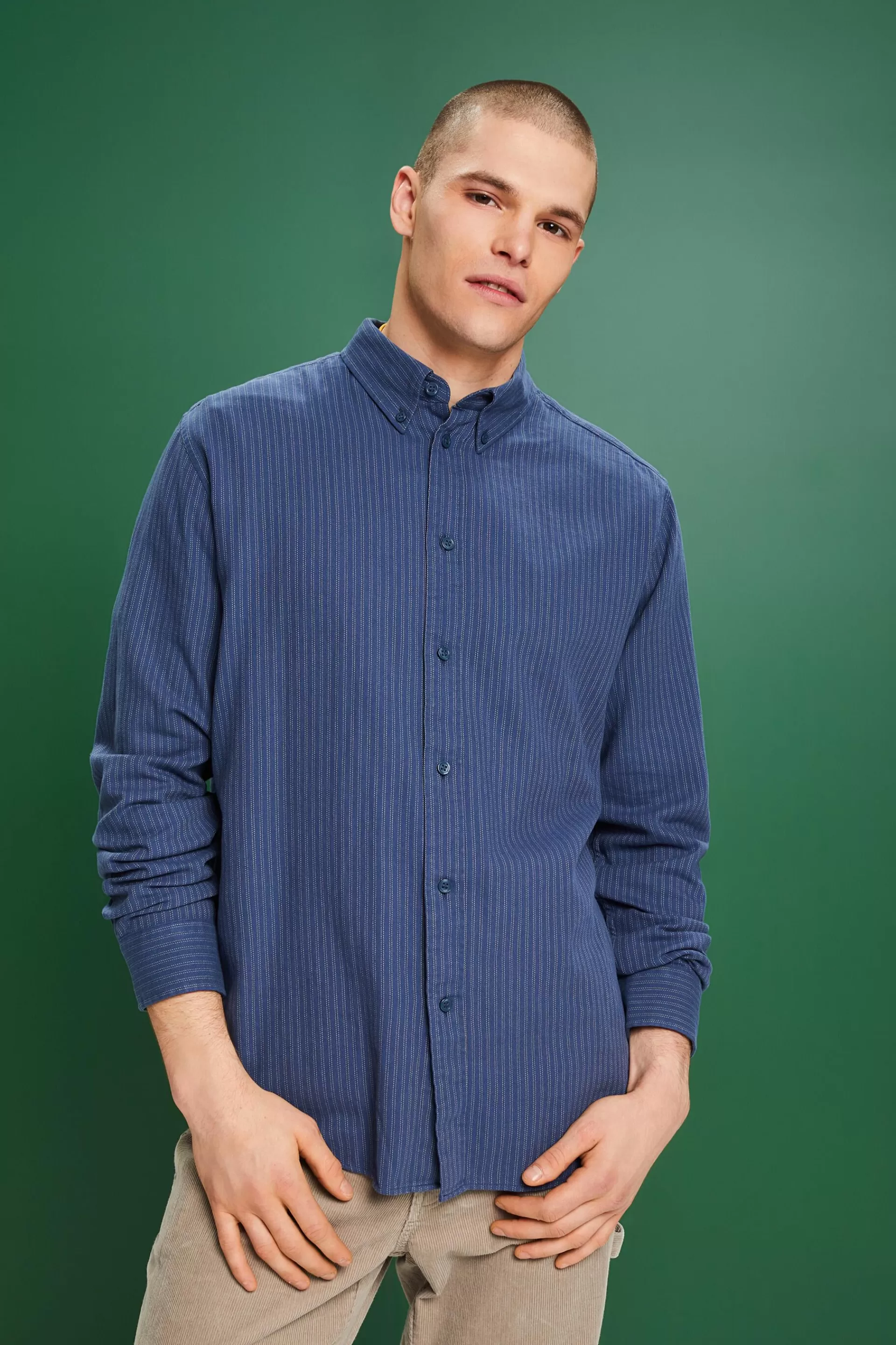 Baumwollflanell-Hemd mit Nadelstreifen-ESPRIT Cheap