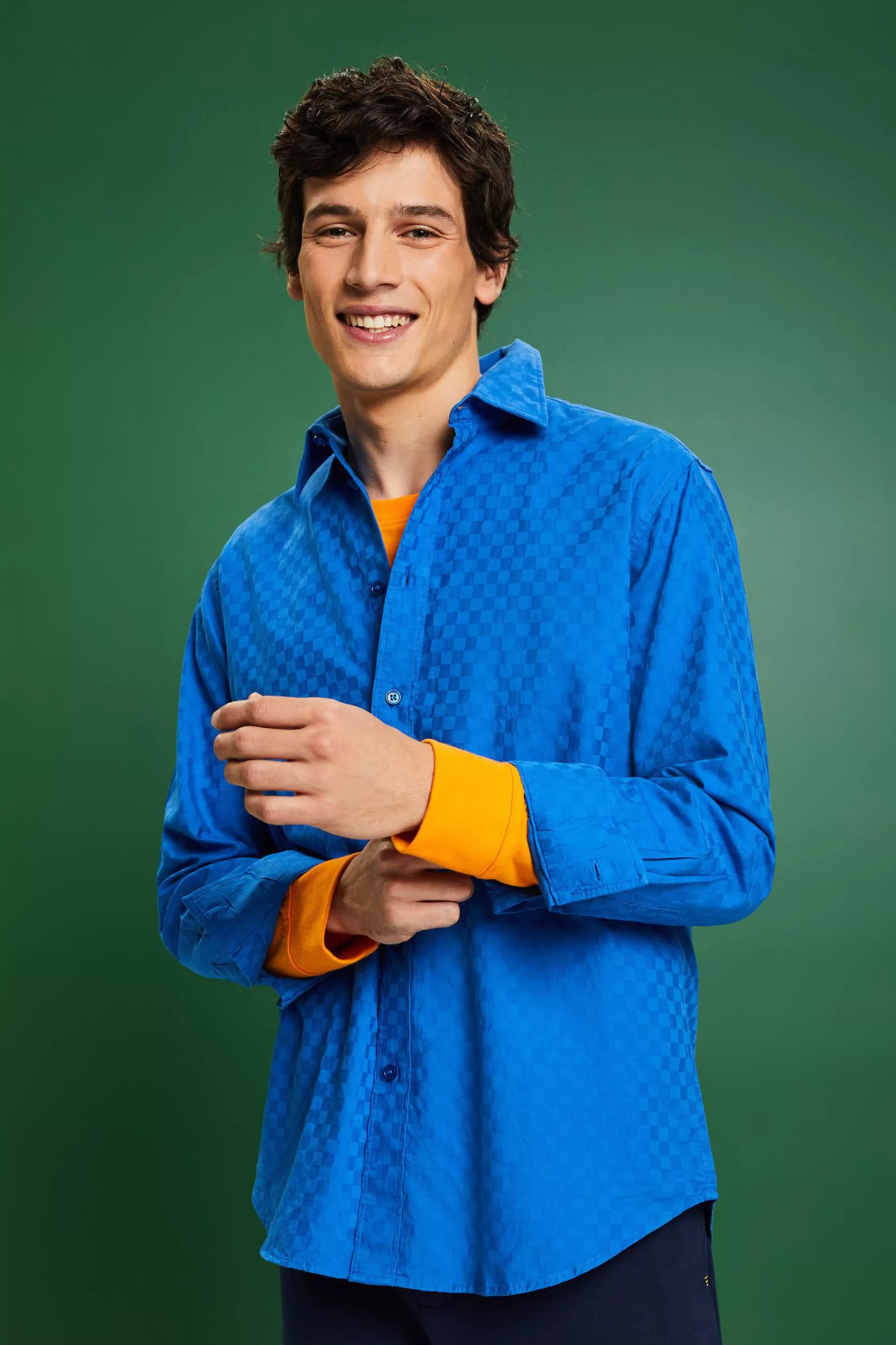 Baumwollhemd mit Jacquardmuster-ESPRIT Fashion