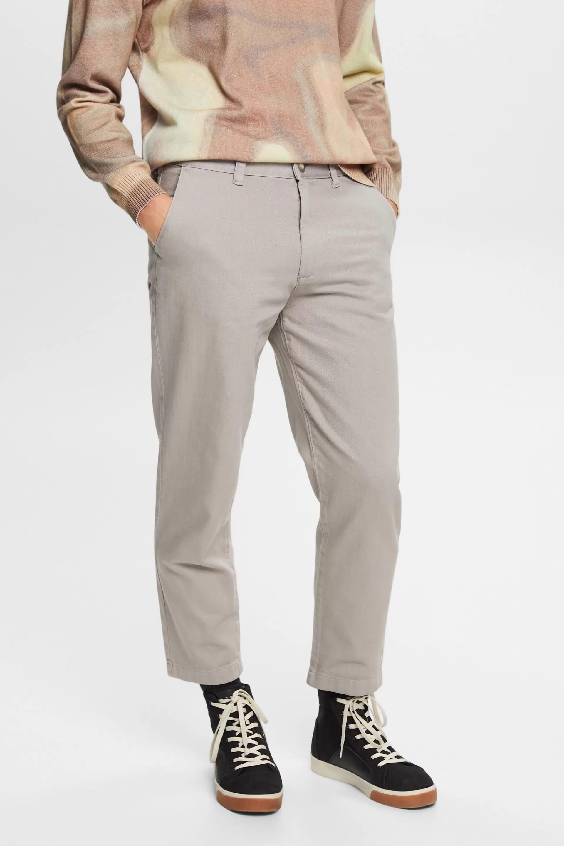 Baumwollhose, konisches Bein, lockere Passform-ESPRIT Discount