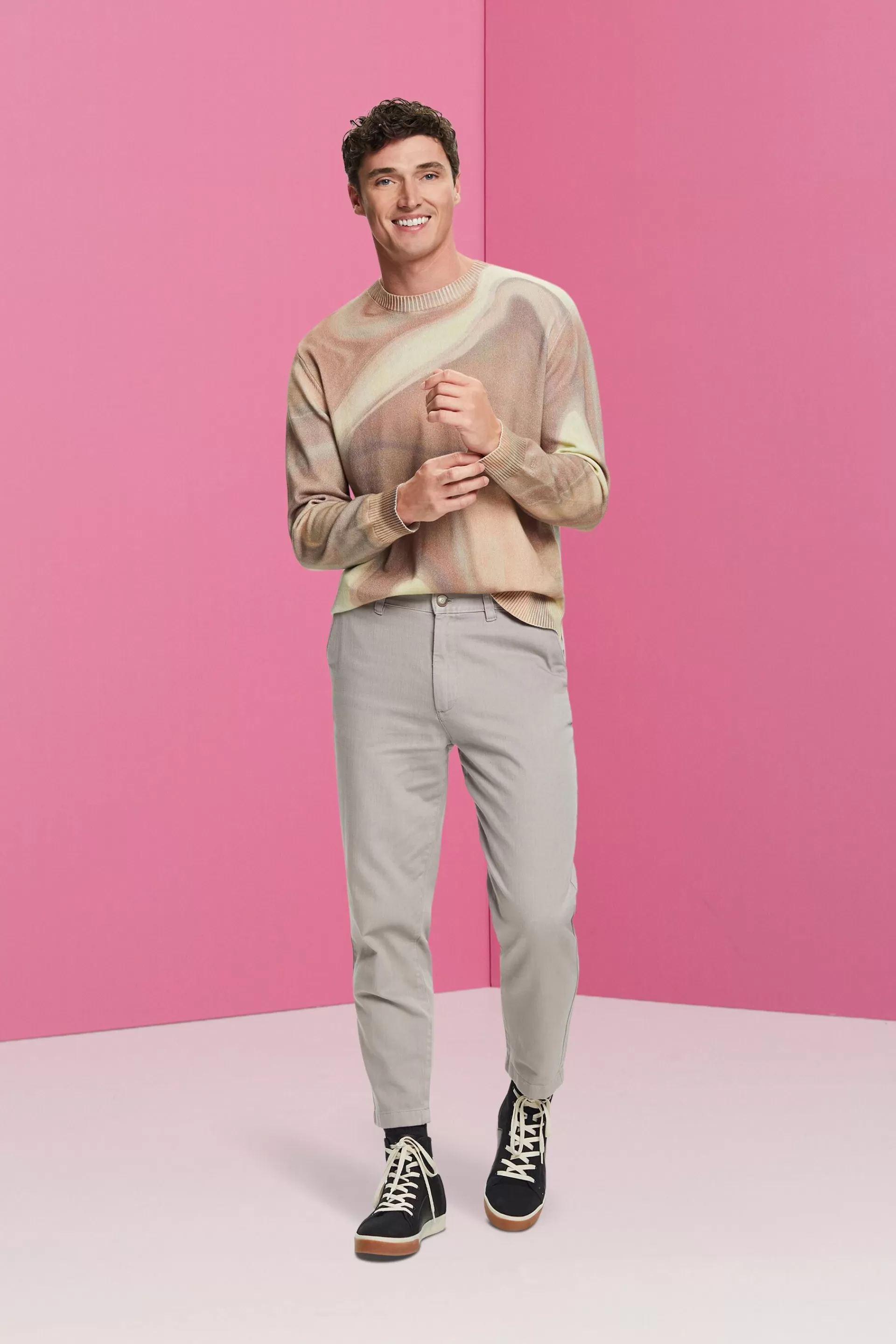 Baumwollhose, konisches Bein, lockere Passform-ESPRIT Discount