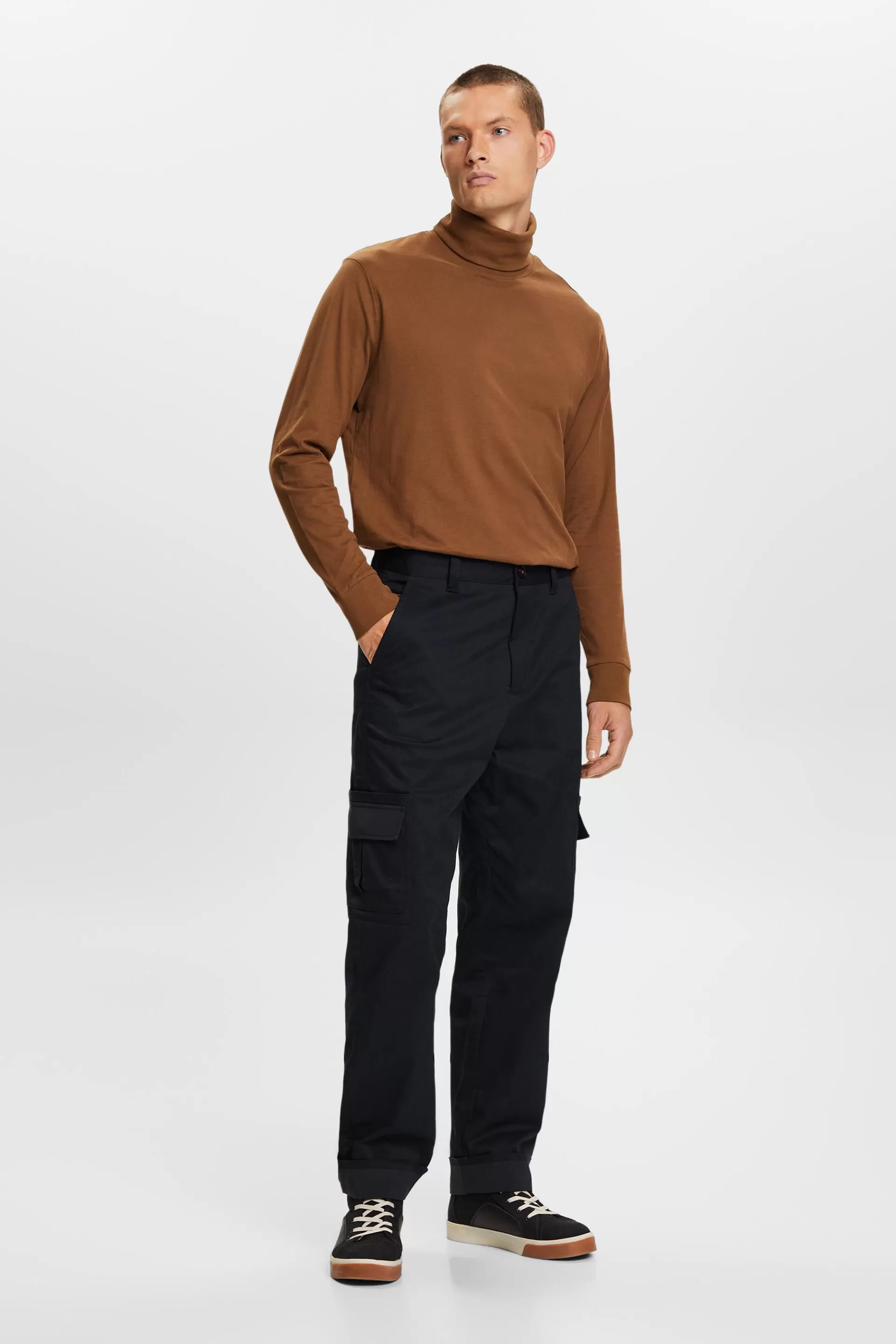 Baumwoll-Longsleeve mit Rollkragen-ESPRIT Discount