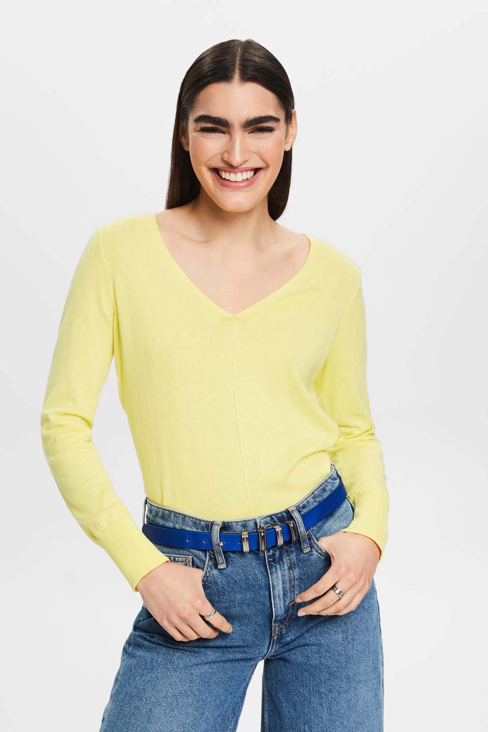 Baumwollpullover mit V-Ausschnitt-ESPRIT New