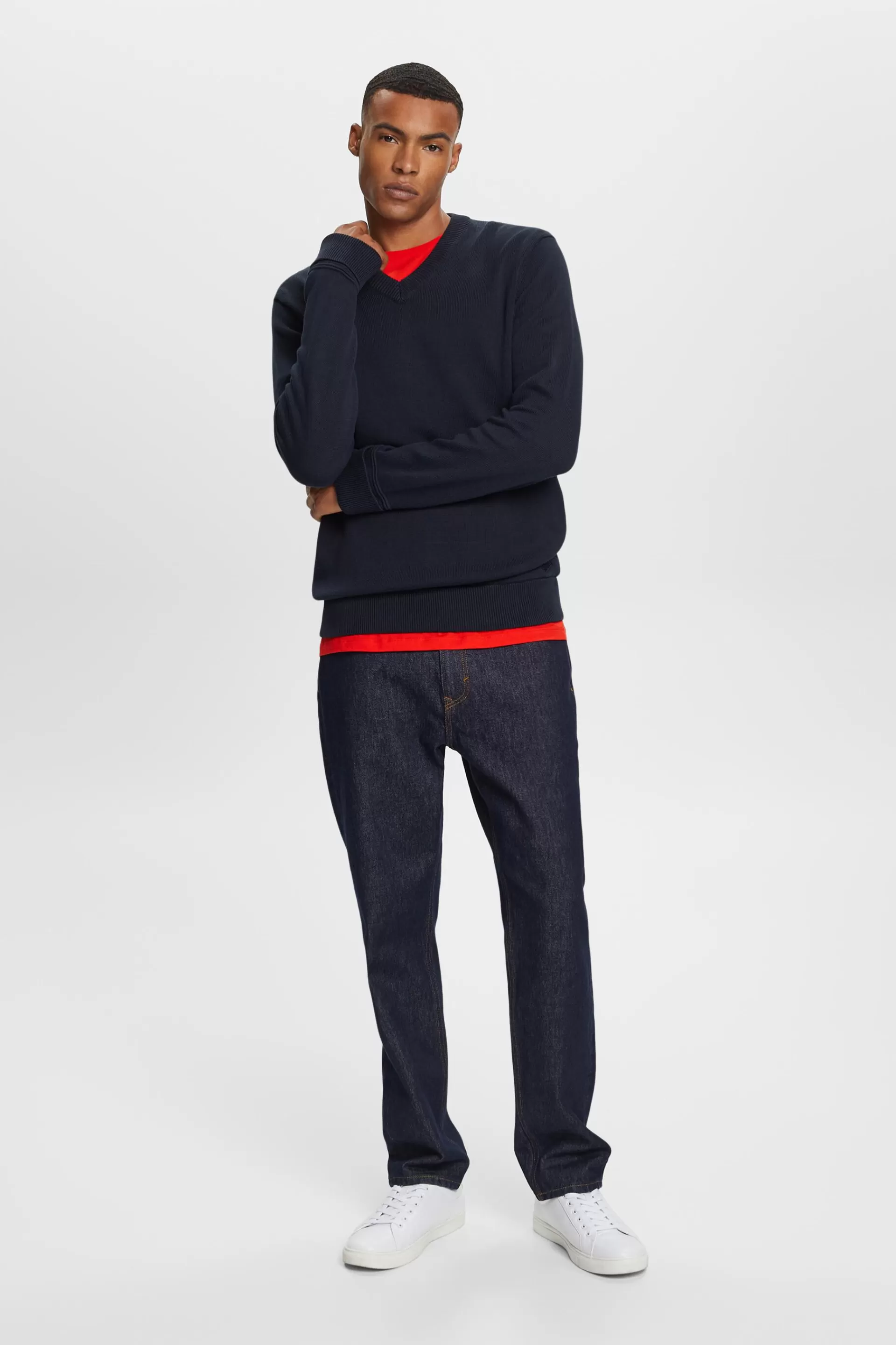 Baumwollpullover mit V-Ausschnitt-ESPRIT Flash Sale