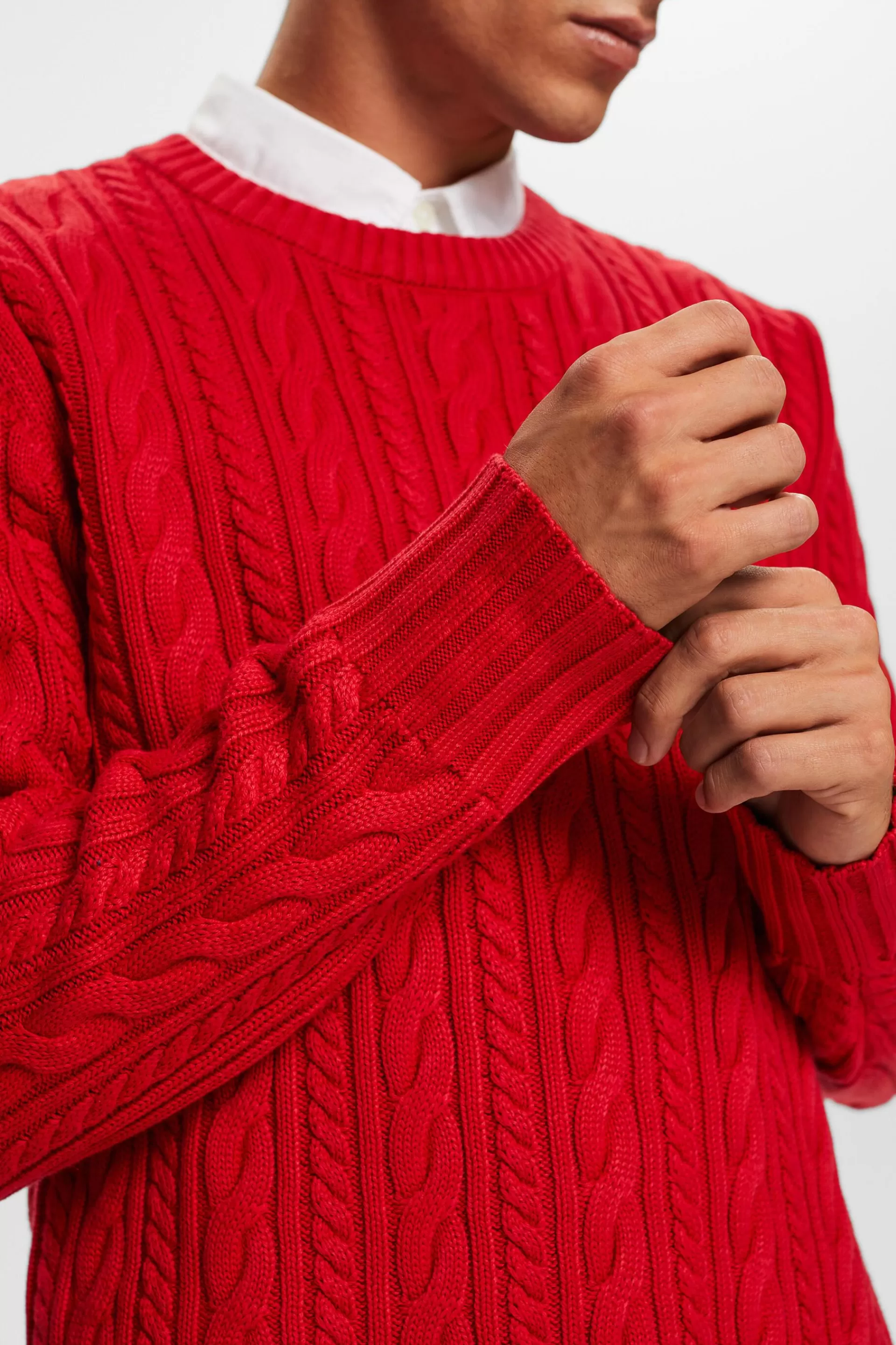 Baumwollpullover mit Zopfstrickmuster-ESPRIT Fashion