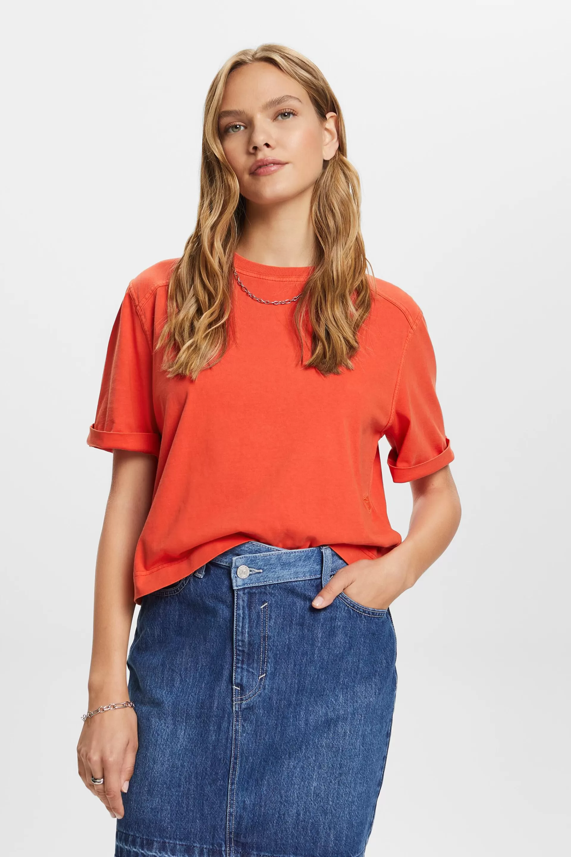 Baumwoll-T-Shirt im Boxy-Stil-ESPRIT Fashion
