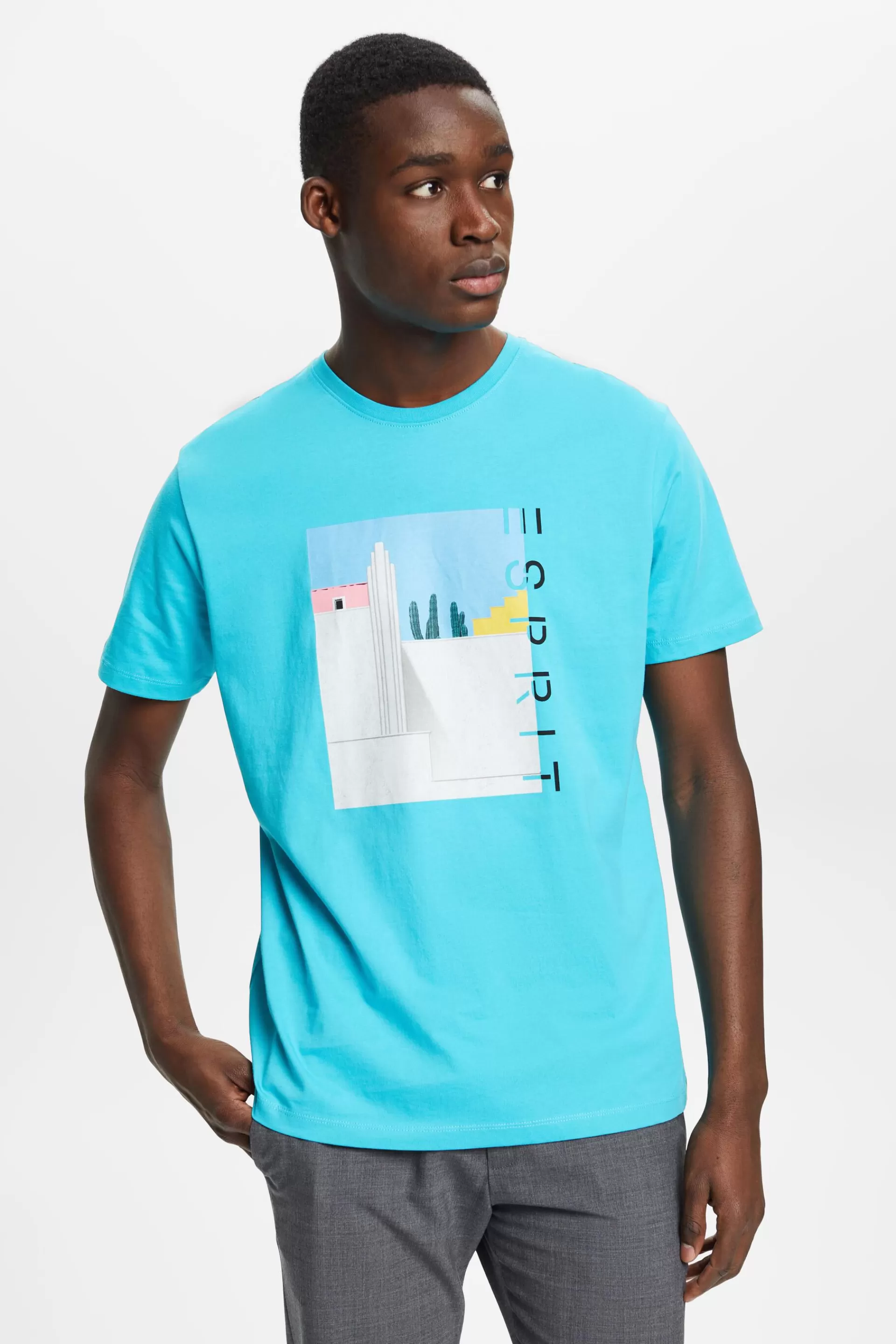Baumwoll-T-Shirt mit Frontprint-ESPRIT Hot