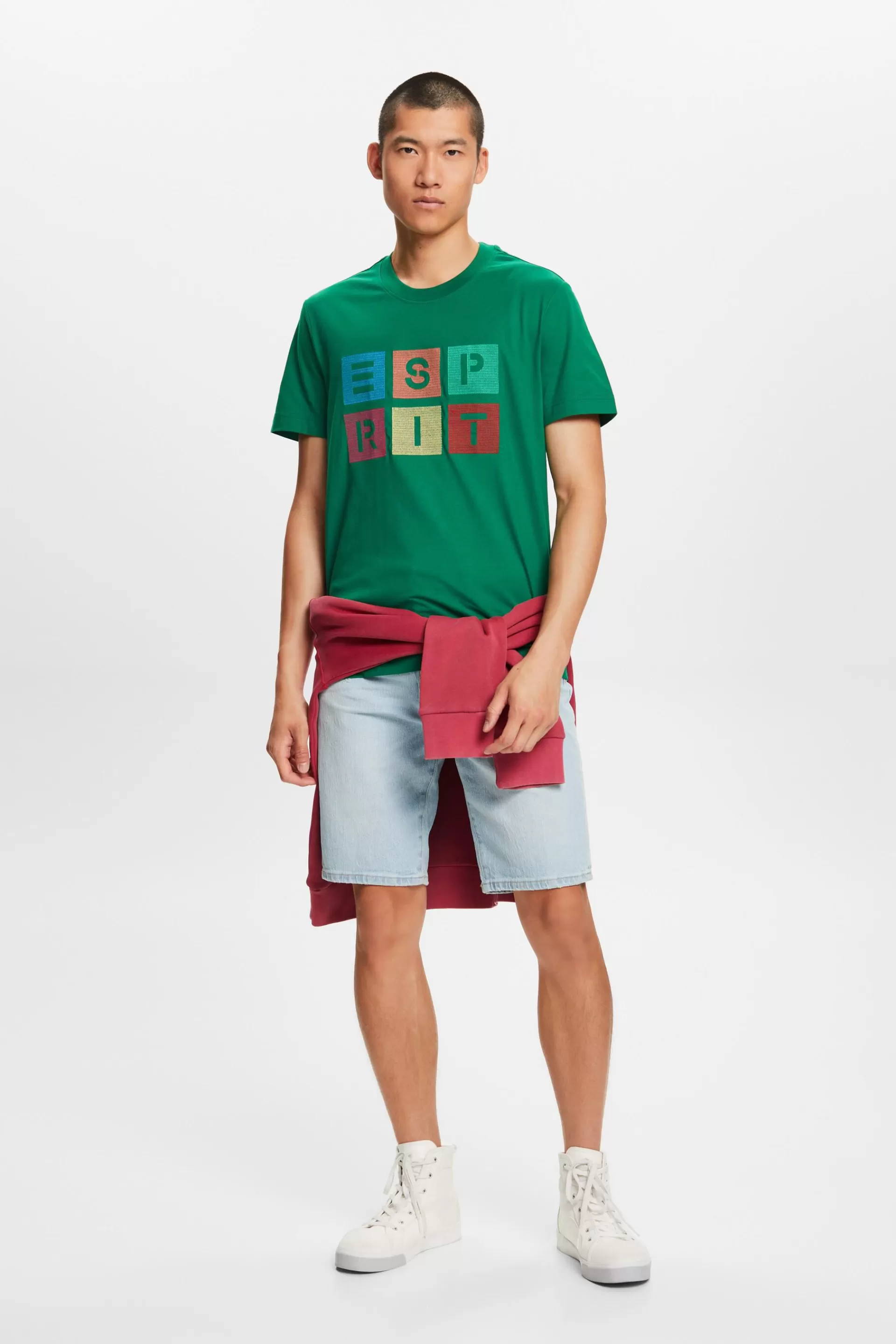 Baumwoll-T-Shirt mit Logoprint-ESPRIT Store