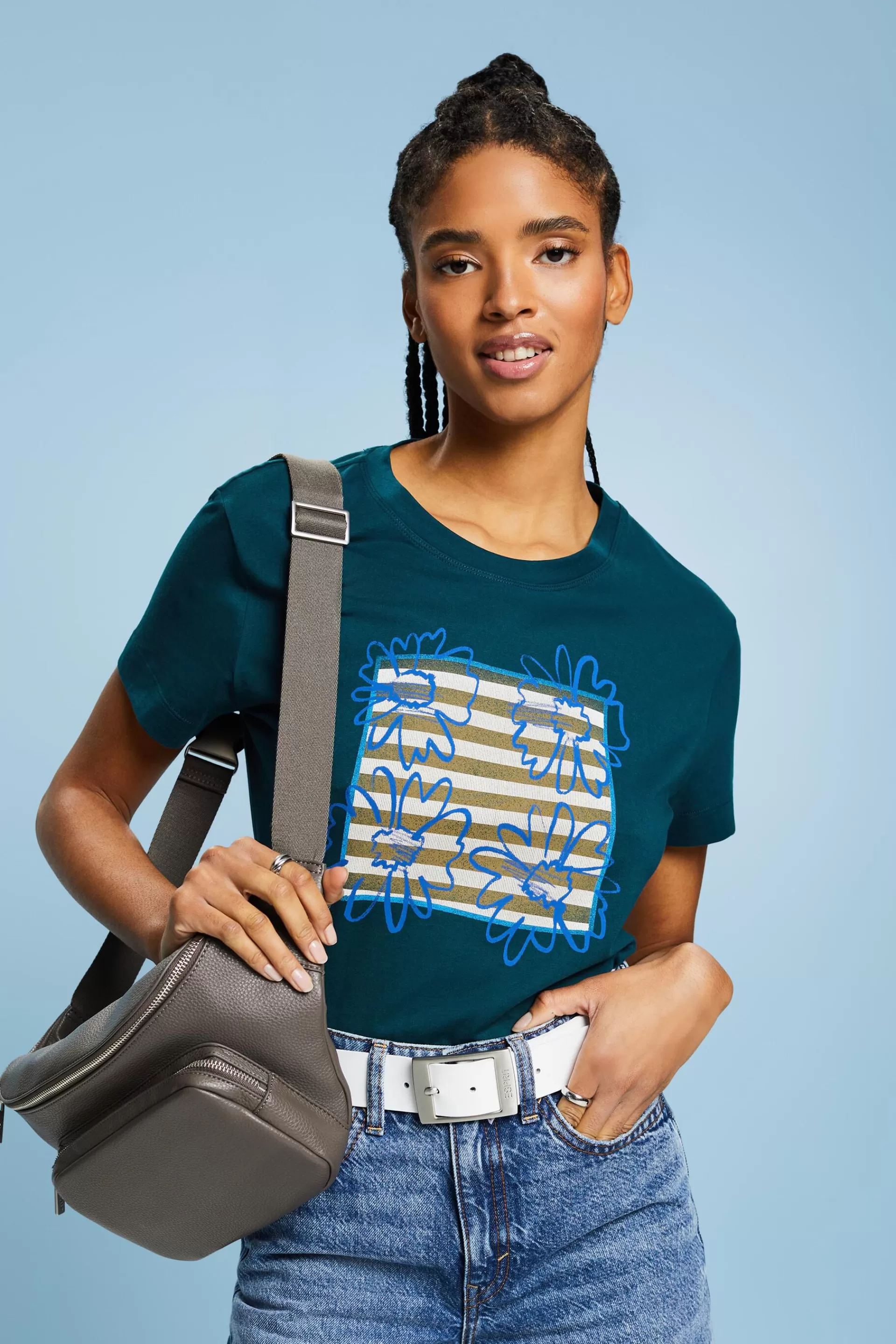 Baumwoll-T-Shirt mit Print-ESPRIT Store