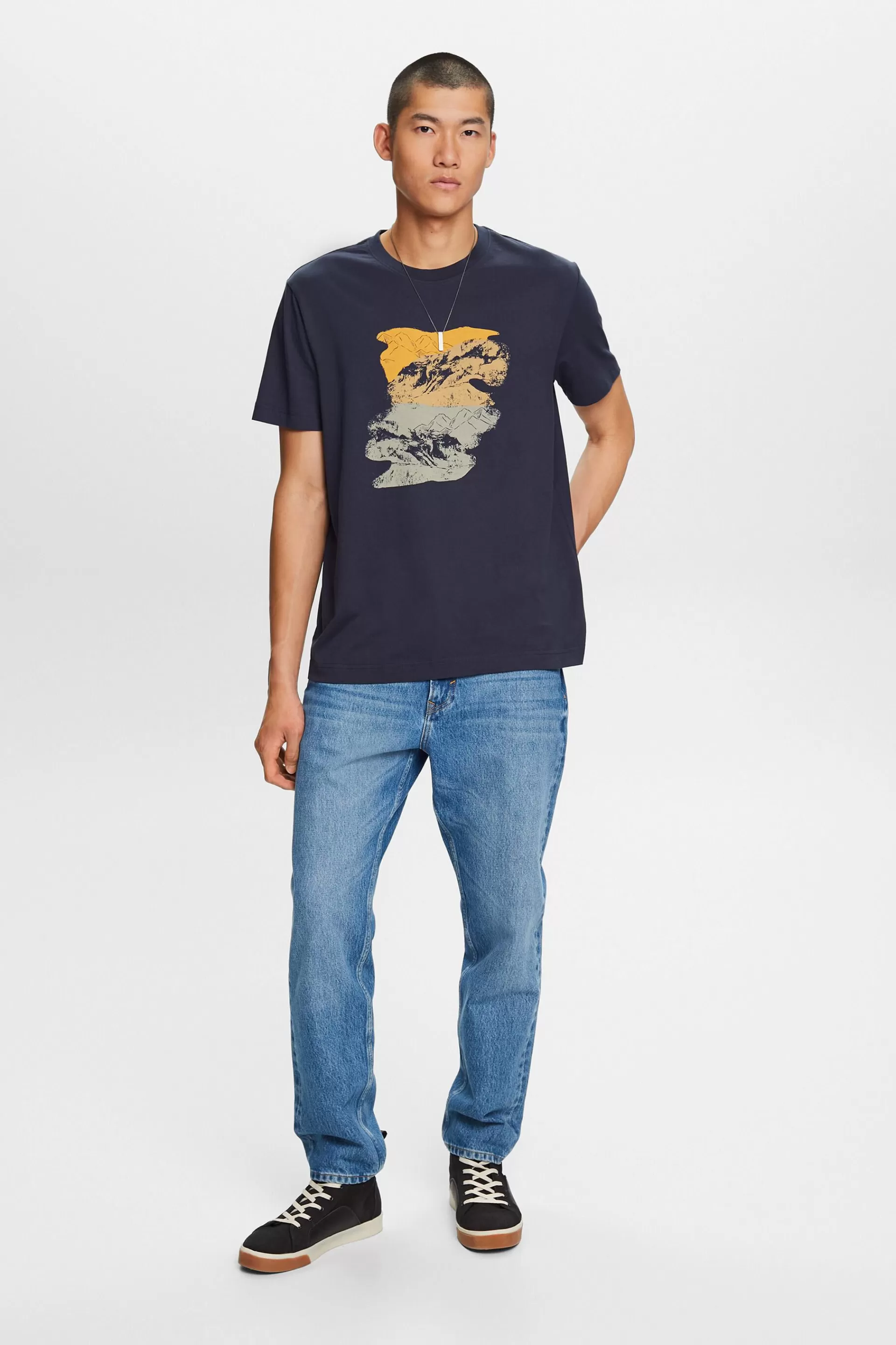 Baumwoll-T-Shirt mit Print-ESPRIT Cheap