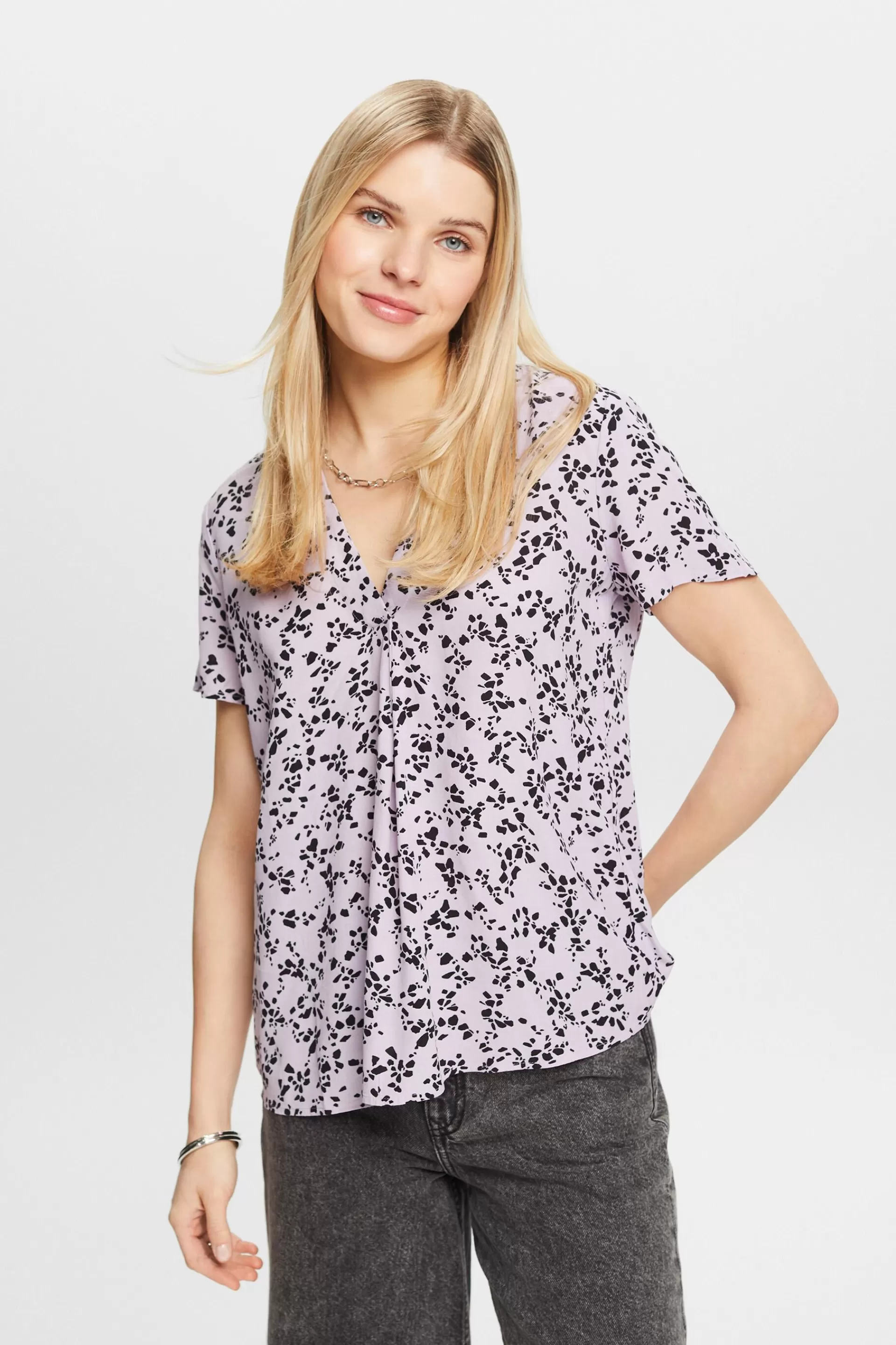 Bedruckte Bluse mit V-Ausschnitt-ESPRIT Sale