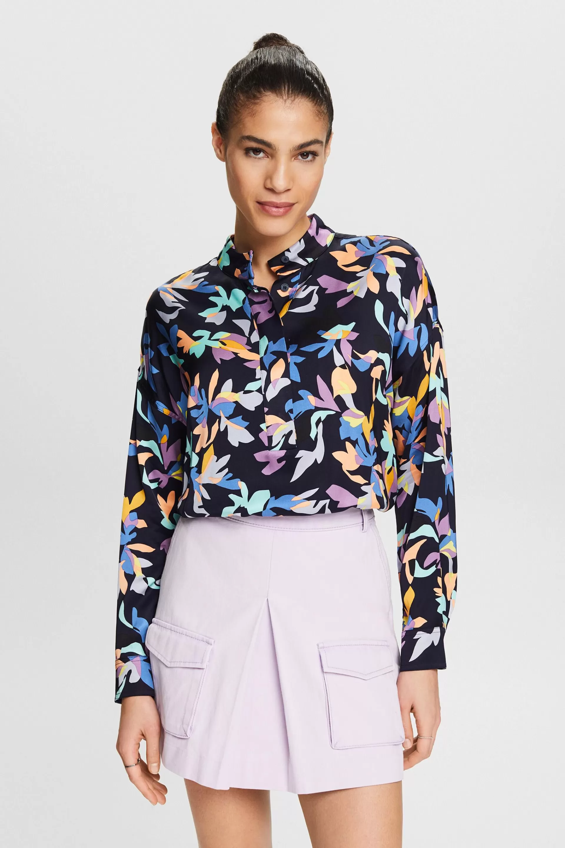 Bedruckte Satinbluse-ESPRIT Store