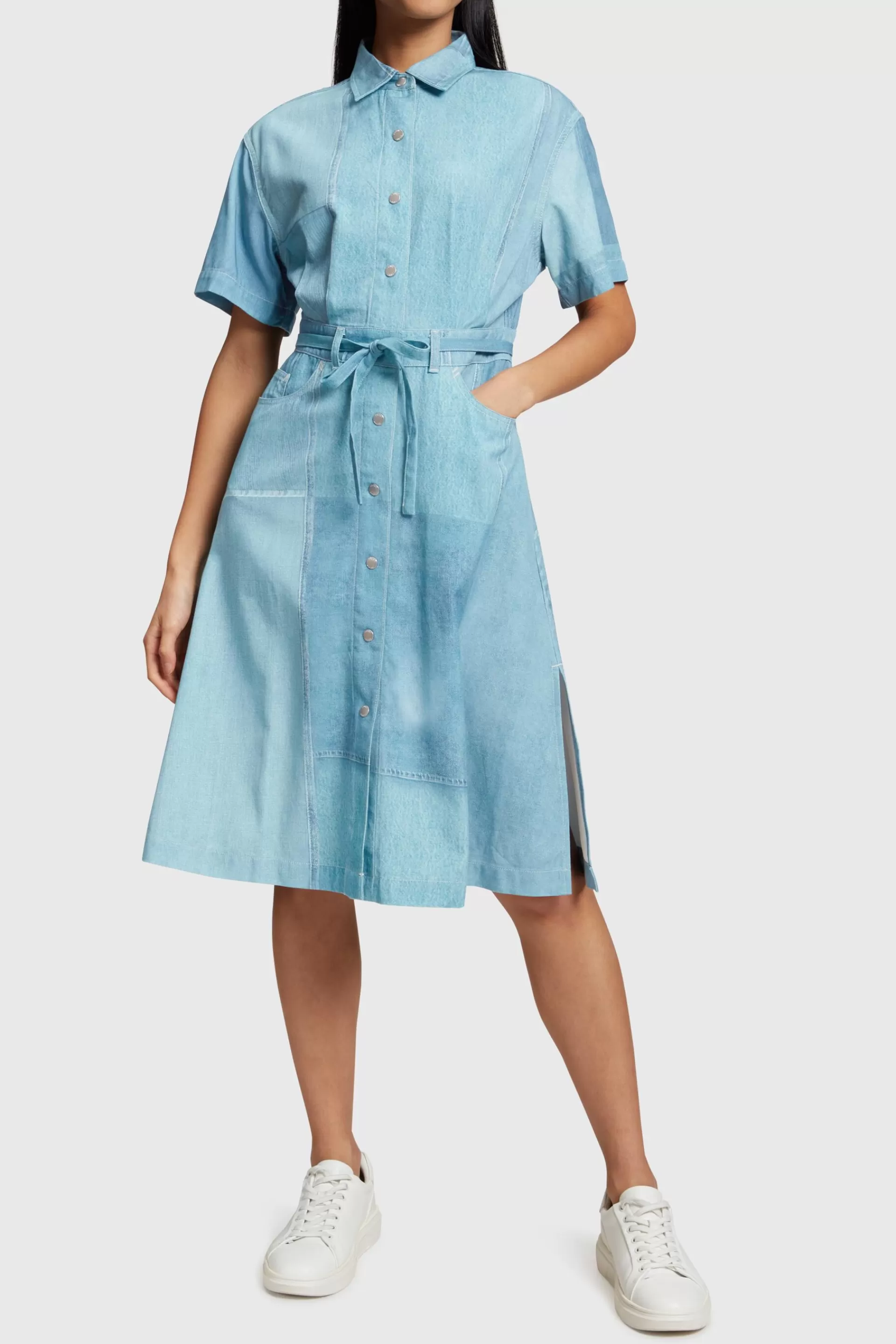 Bedrucktes Denim Not Denim Hemdblusenkleid-ESPRIT Fashion