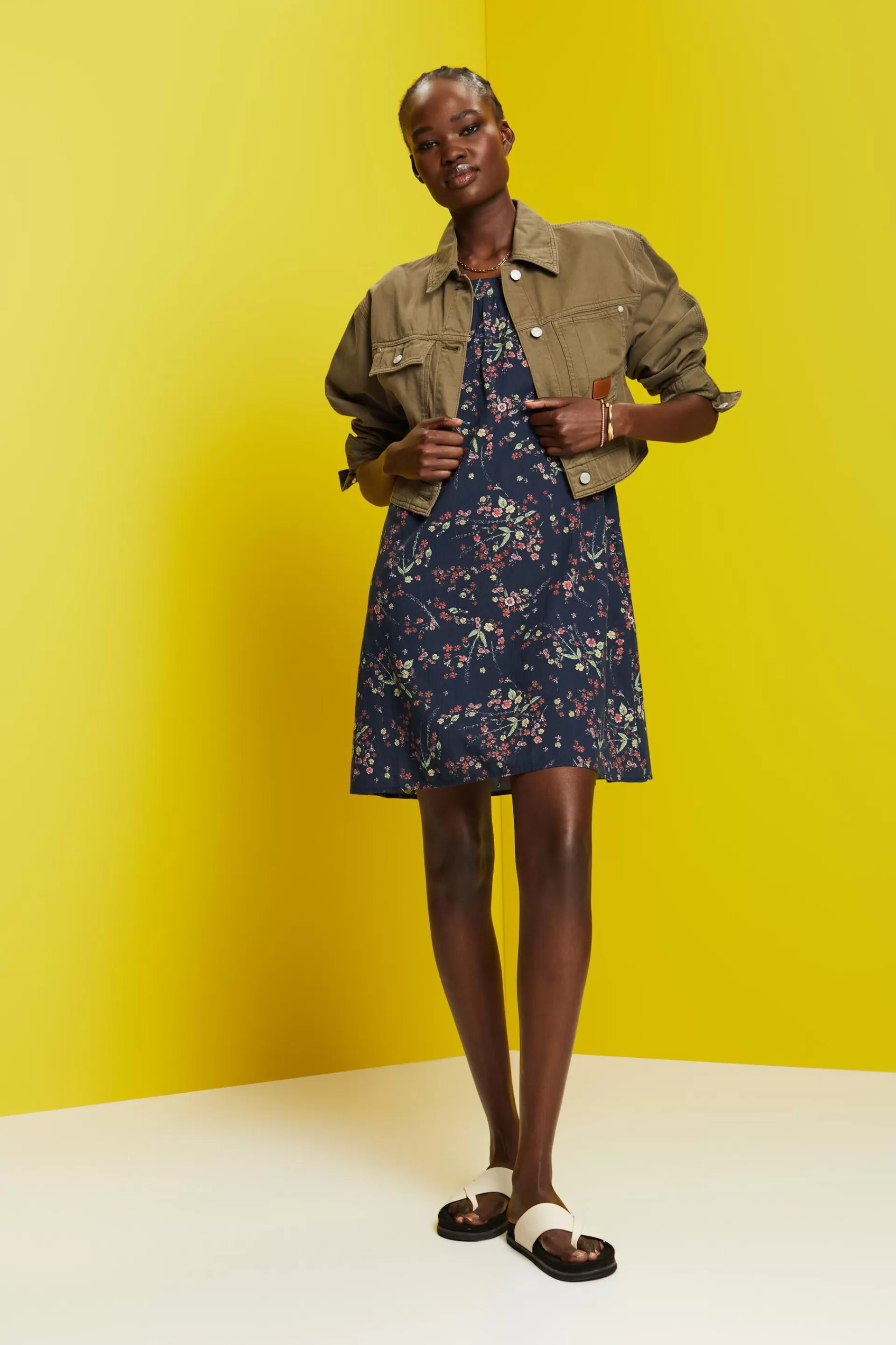 Bedrucktes Minikleid, 100 % Baumwolle-ESPRIT New