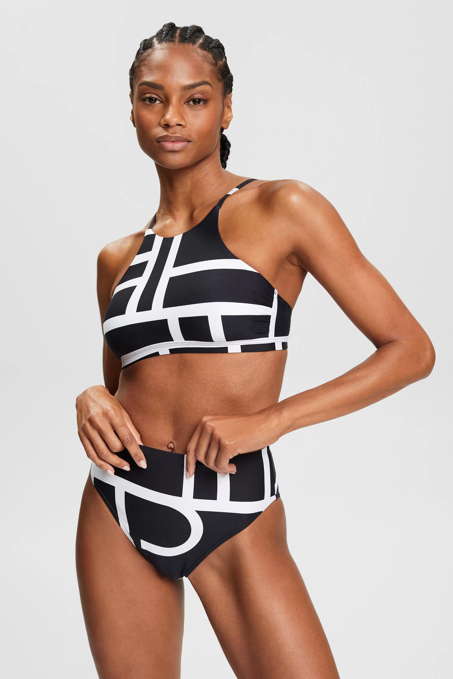 Bikinihose mit hohem Bund und Print-ESPRIT Flash Sale
