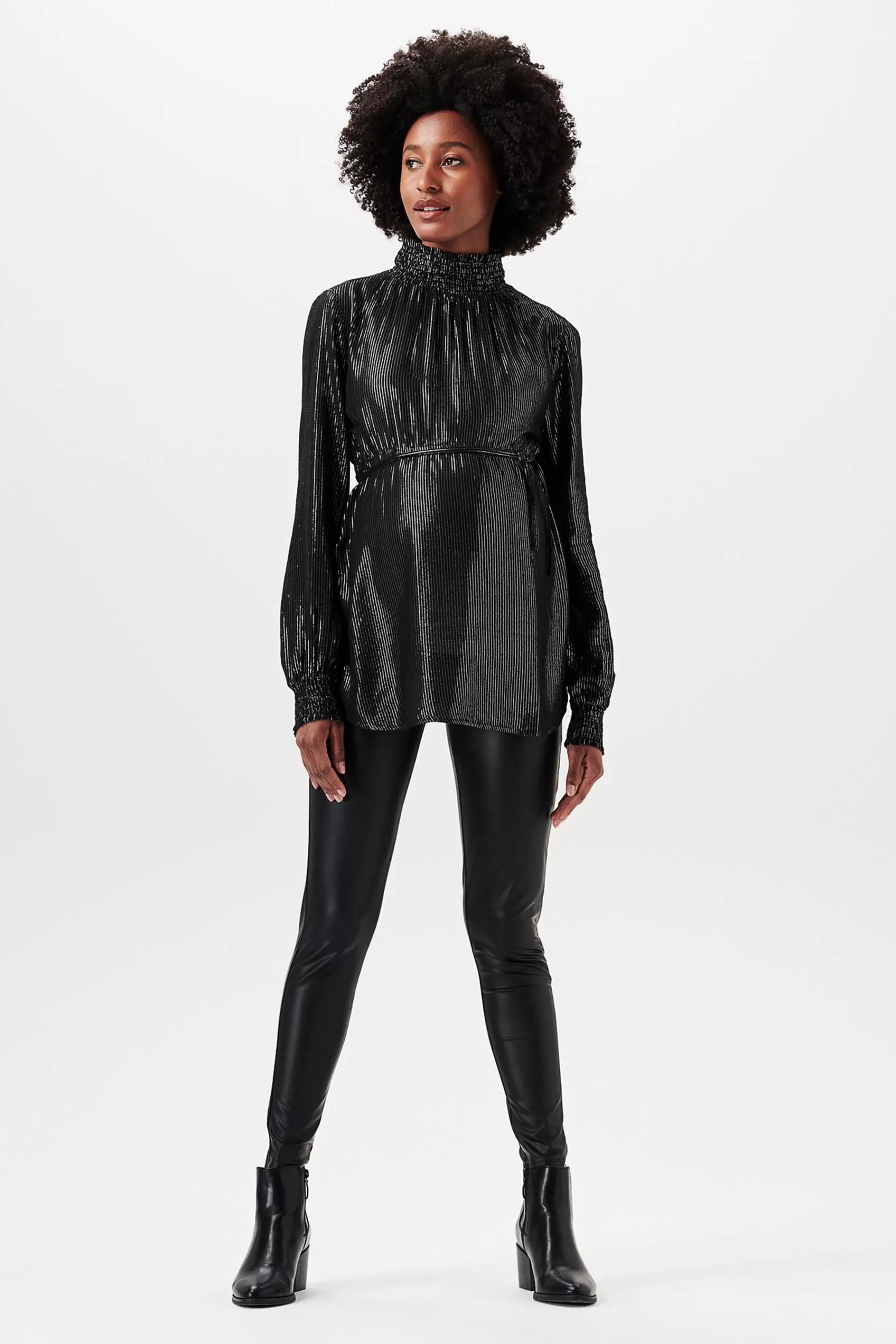 Bluse mit Glitzerstreifen und Stehkragen-ESPRIT Cheap