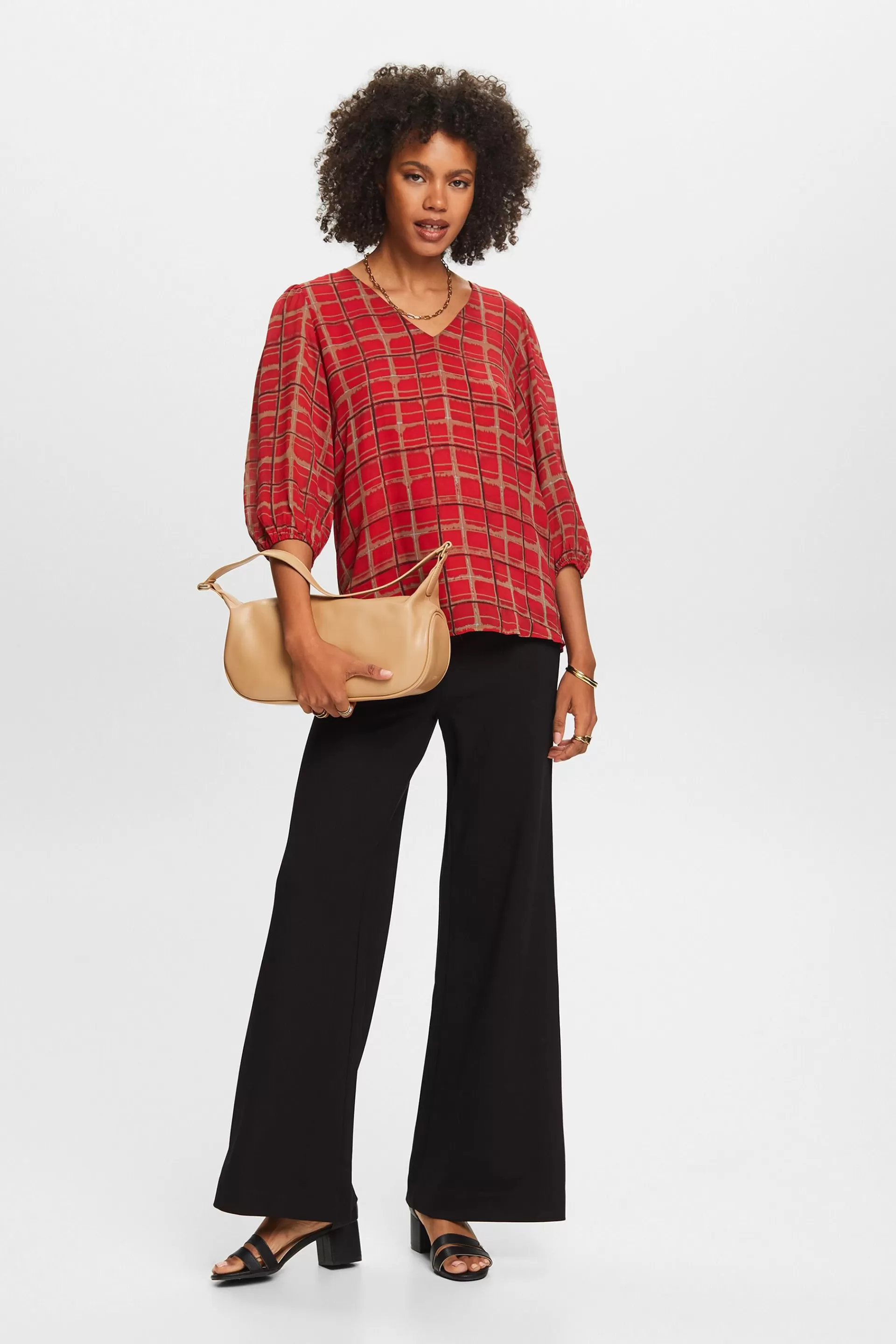 Bluse mit Muster, LENZING™ ECOVERO™-ESPRIT Discount