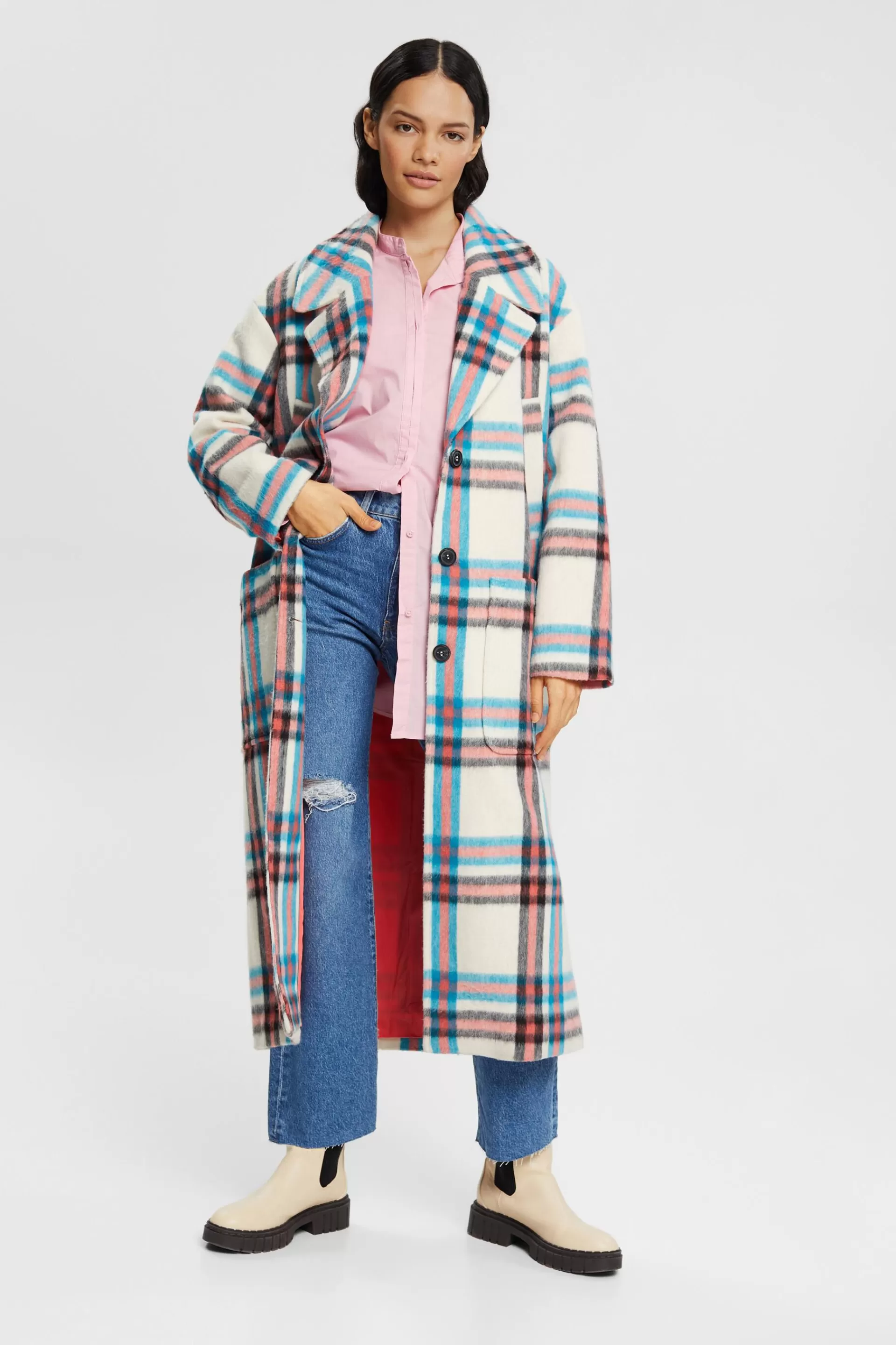 Bluse mit rundem Ausschnitt, organische Baumwolle-ESPRIT Sale
