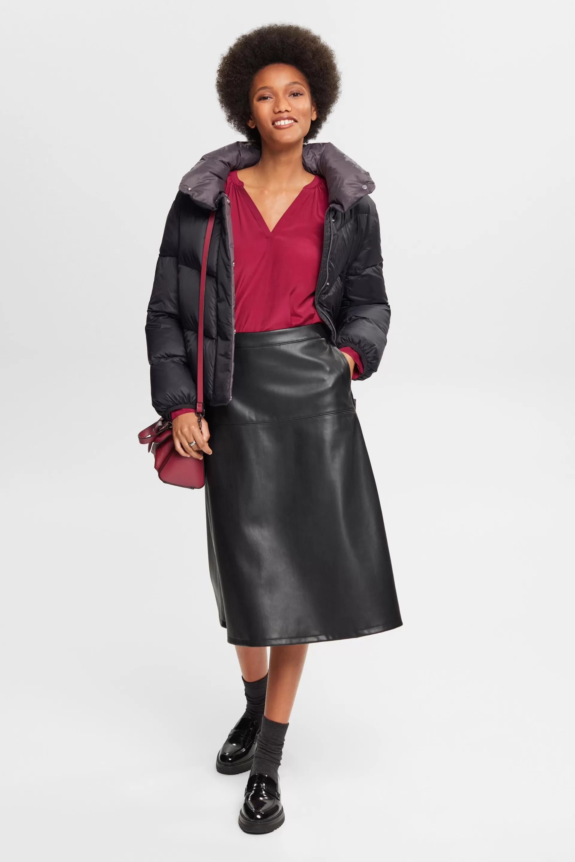 Bluse mit Smok-Details, LENZING™ ECOVERO™-ESPRIT Hot
