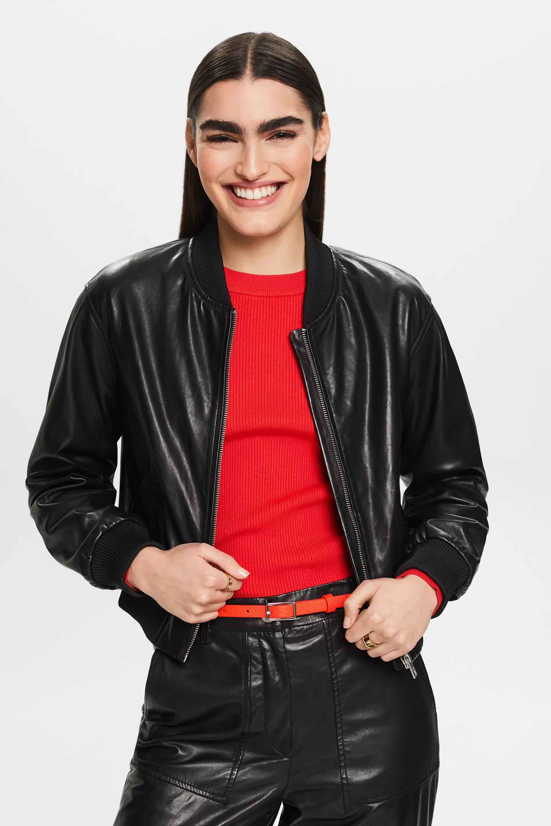 Bomberjacke aus Leder-ESPRIT Cheap
