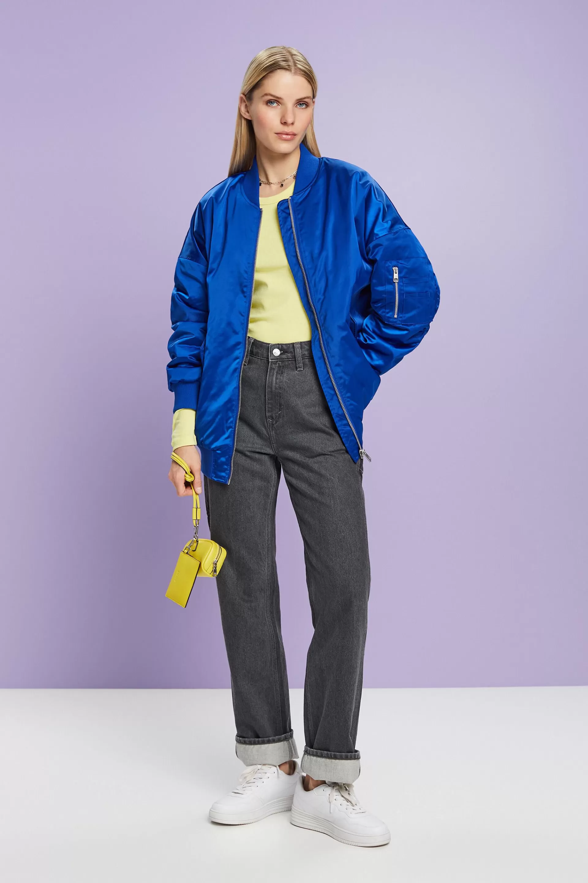 Bomberjacke aus Satin-ESPRIT Outlet