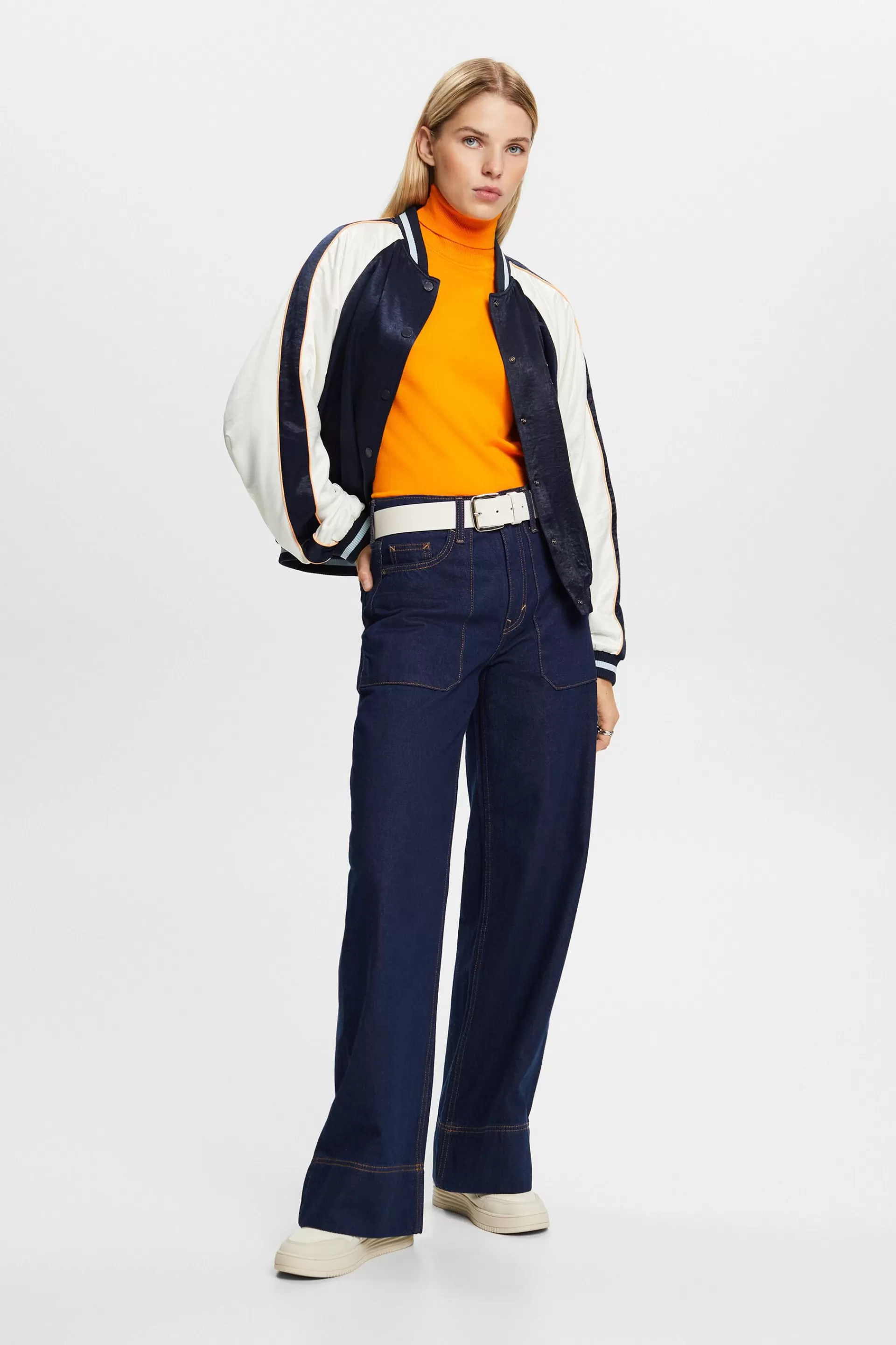 Bomberjacke aus Satin mit Logo-ESPRIT New