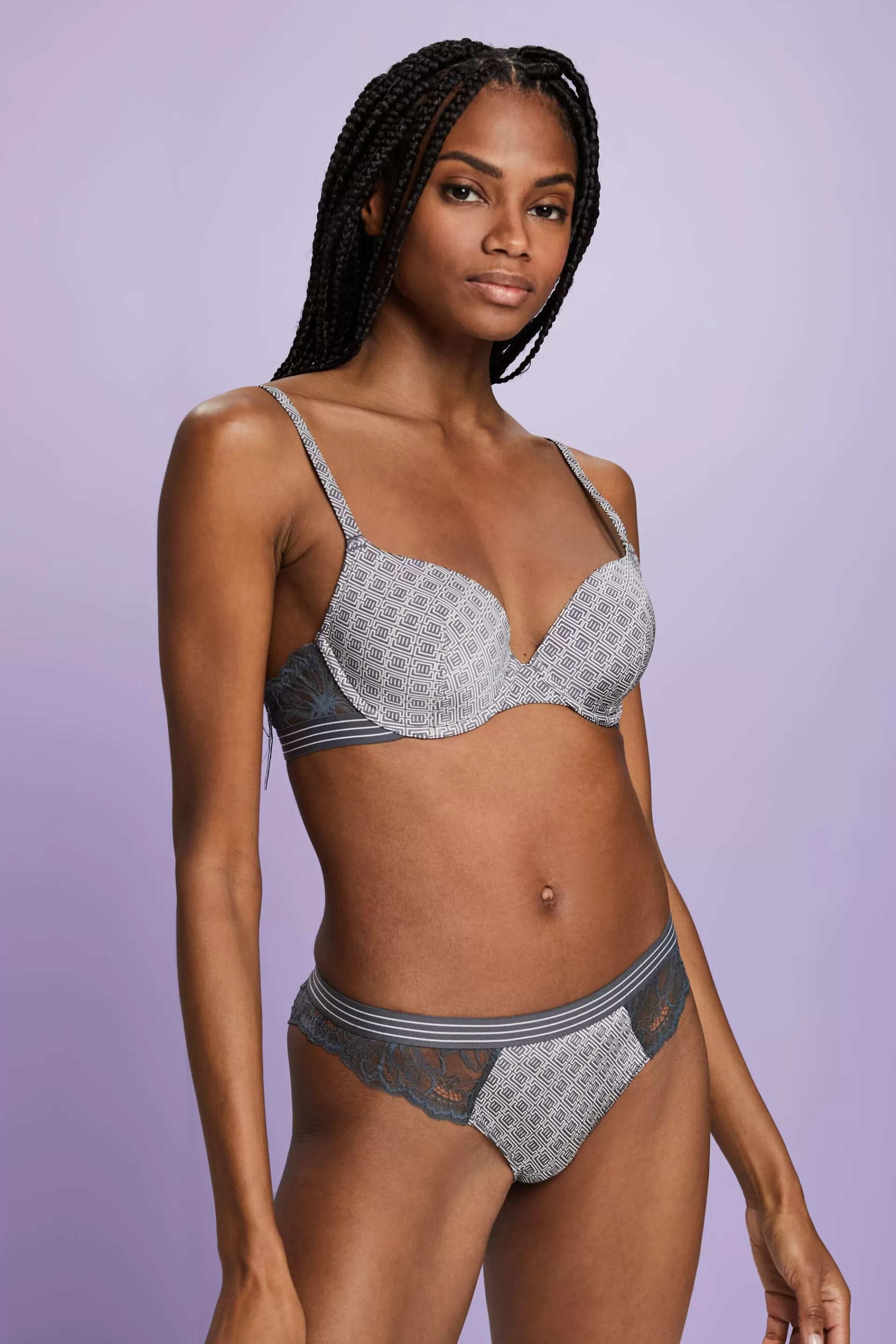 Brazilian-Hipster-Slip mit Spitze und Print-ESPRIT Online
