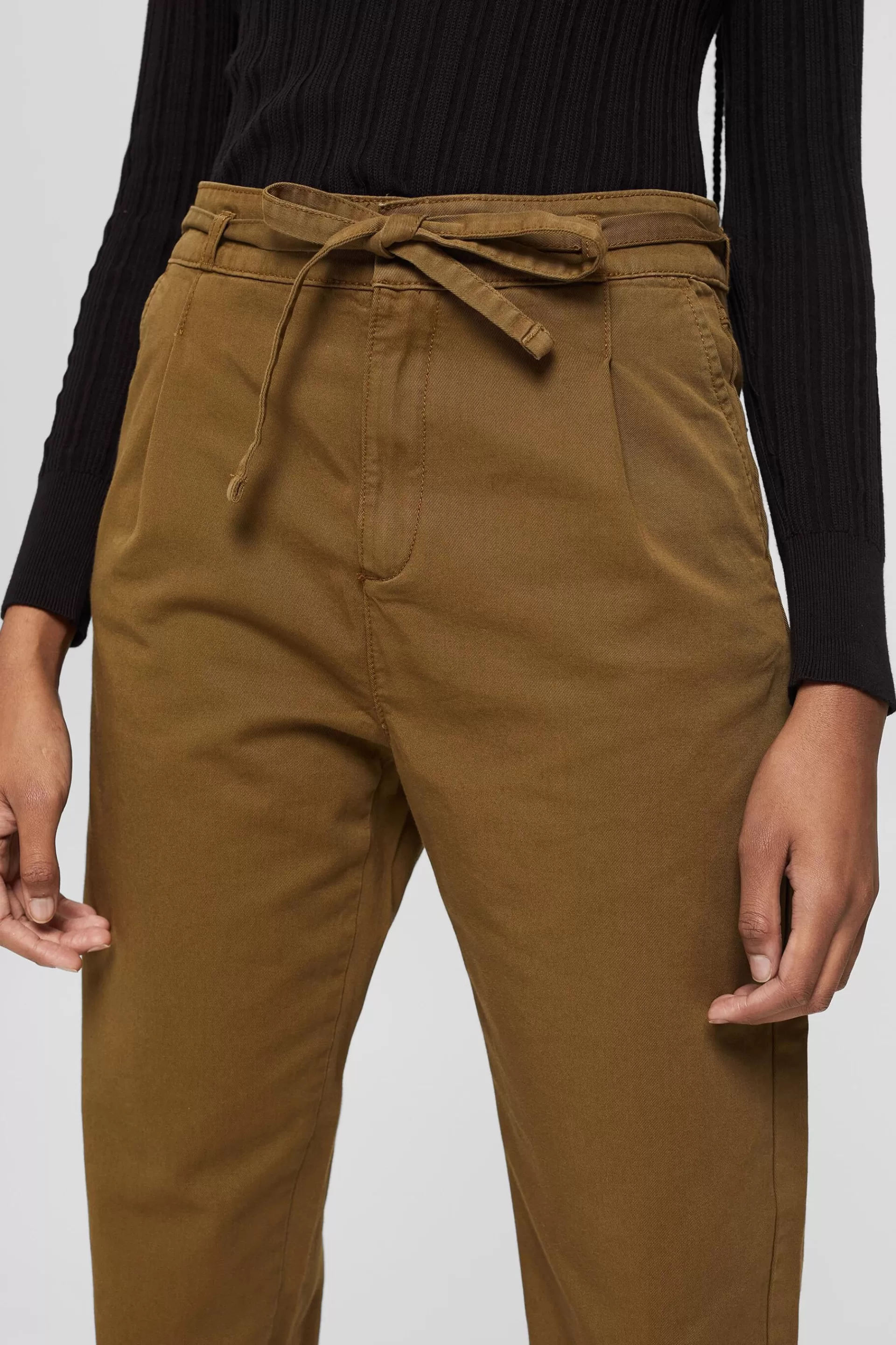 Bundfaltenhose mit Gürtel, Pima-Baumwolle-ESPRIT Best Sale