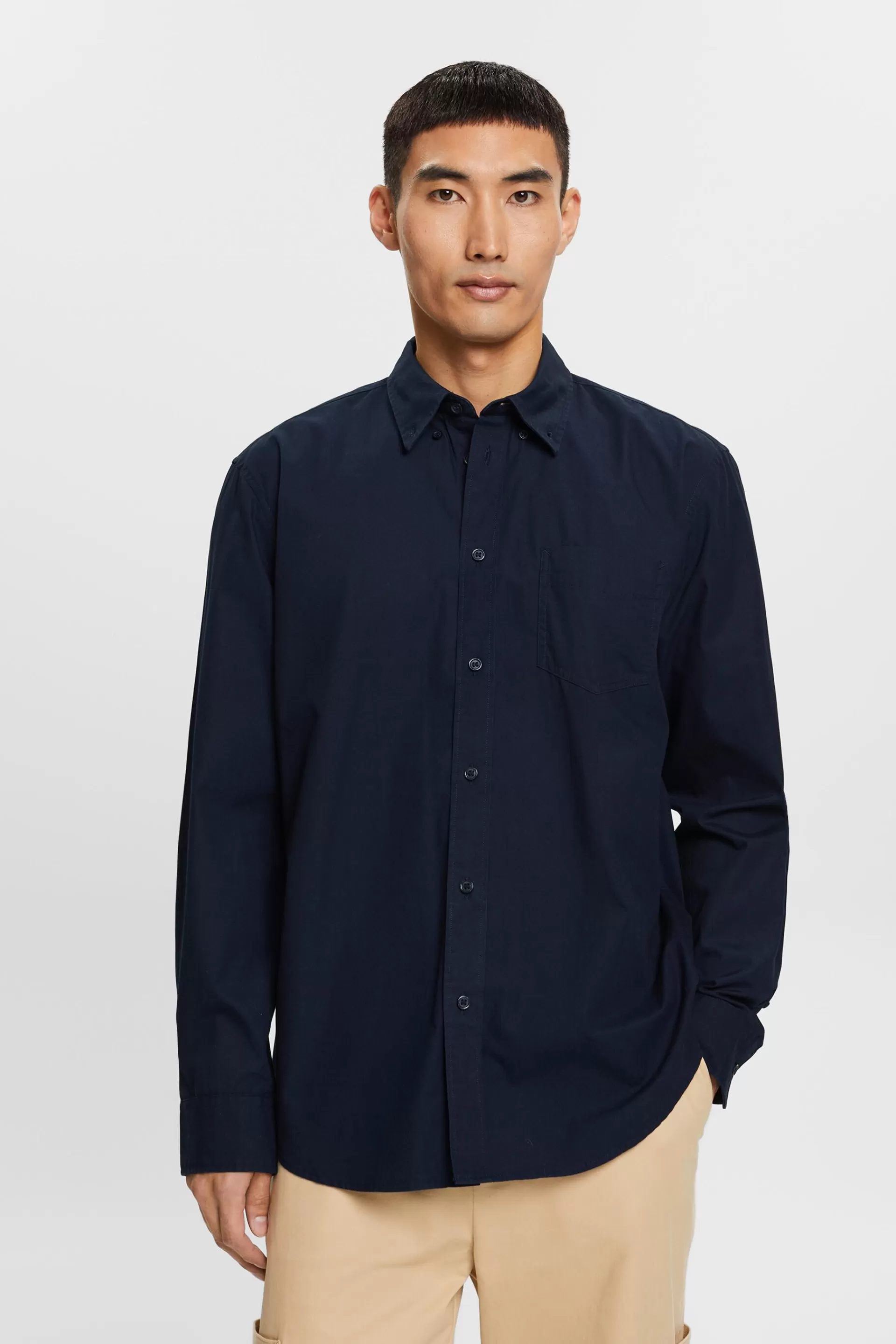 Button-Down-Hemd aus Popeline, 100 % Baumwolle-ESPRIT Clearance
