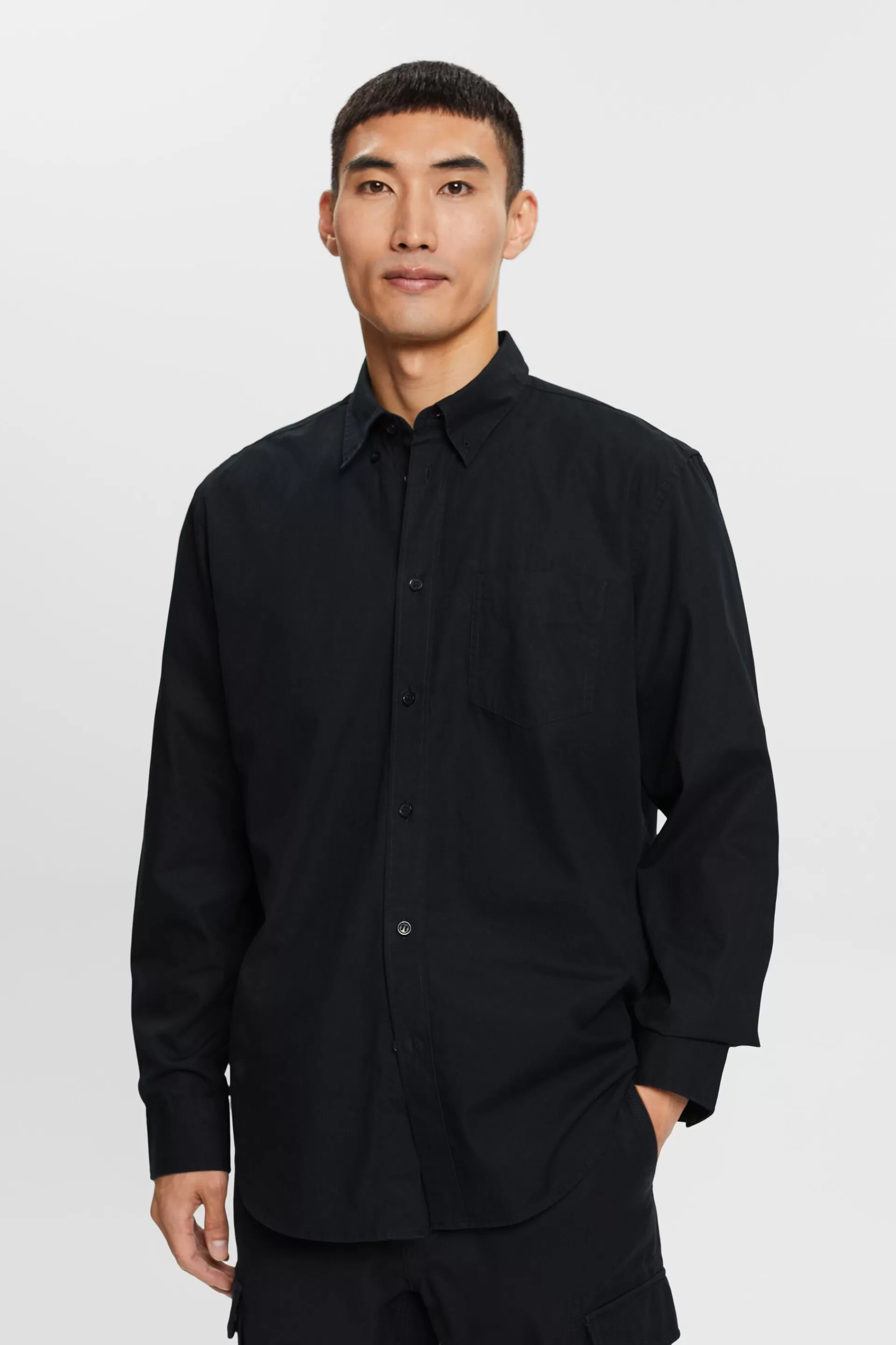 Button-Down-Hemd aus Popeline, 100 % Baumwolle-ESPRIT Store