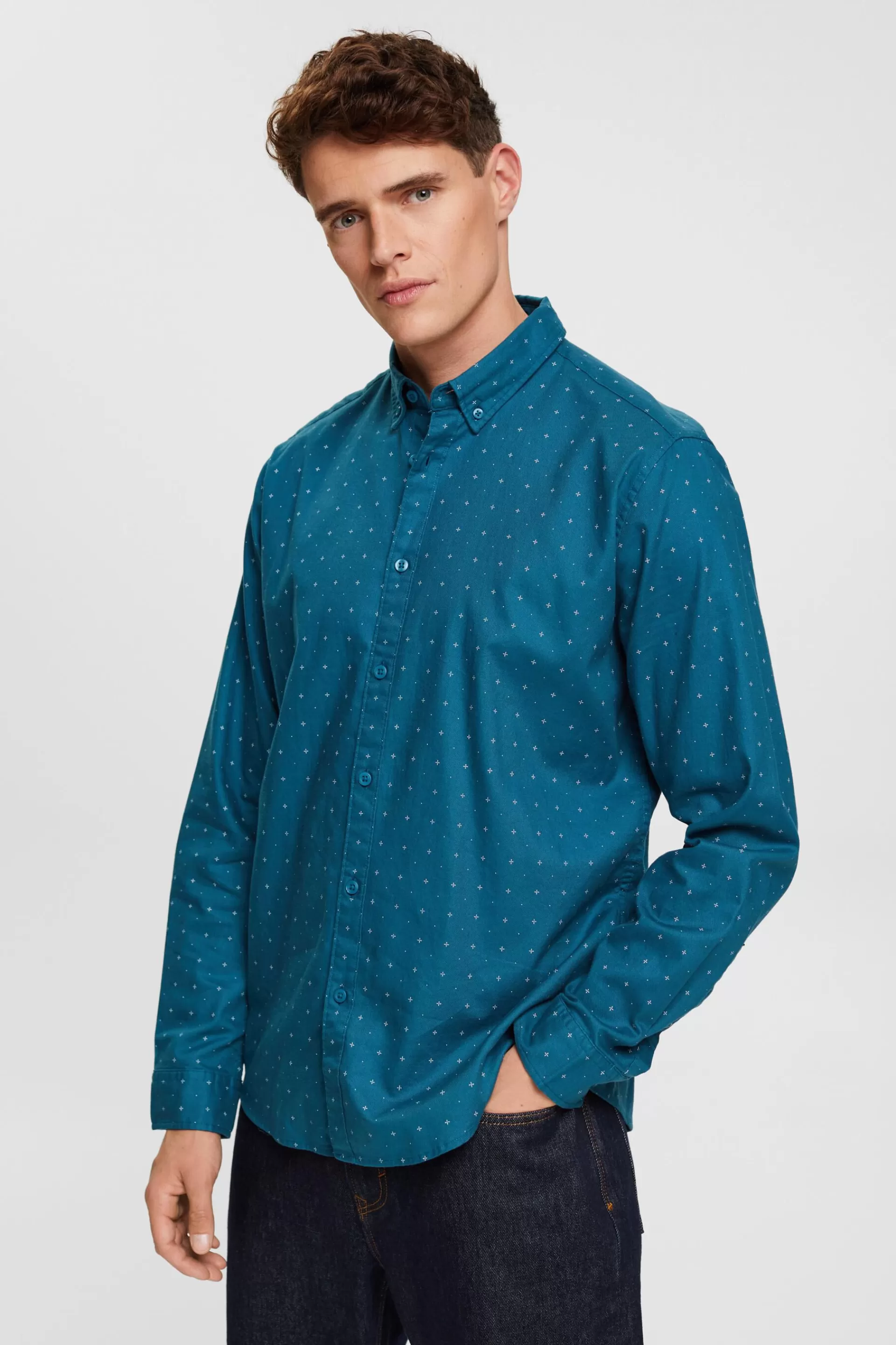 Button-Down-Hemd mit Micro-Print-ESPRIT Clearance