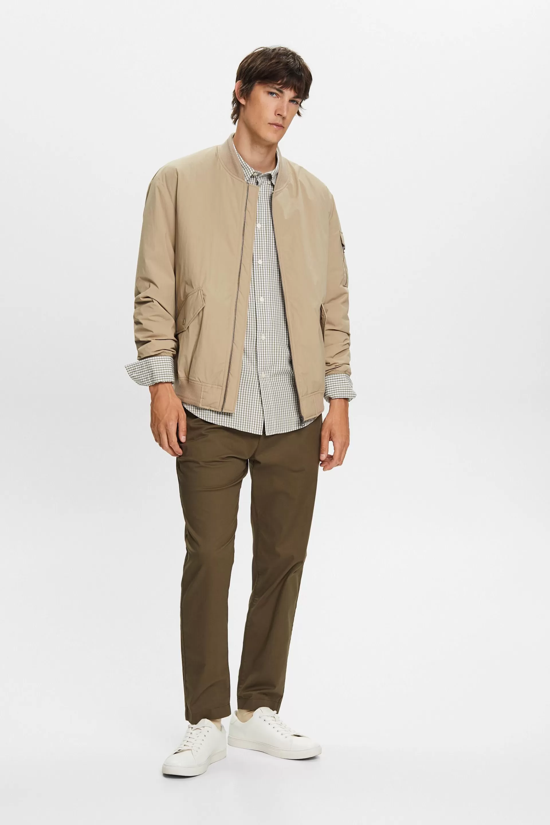 Button-Down-Hemd mit Vichy-Muster, 100% Baumwolle-ESPRIT Outlet